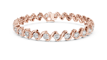 Rose Gold Wave Design Moissanite Bracelet – Elegant Twisted Diamond Sparkle