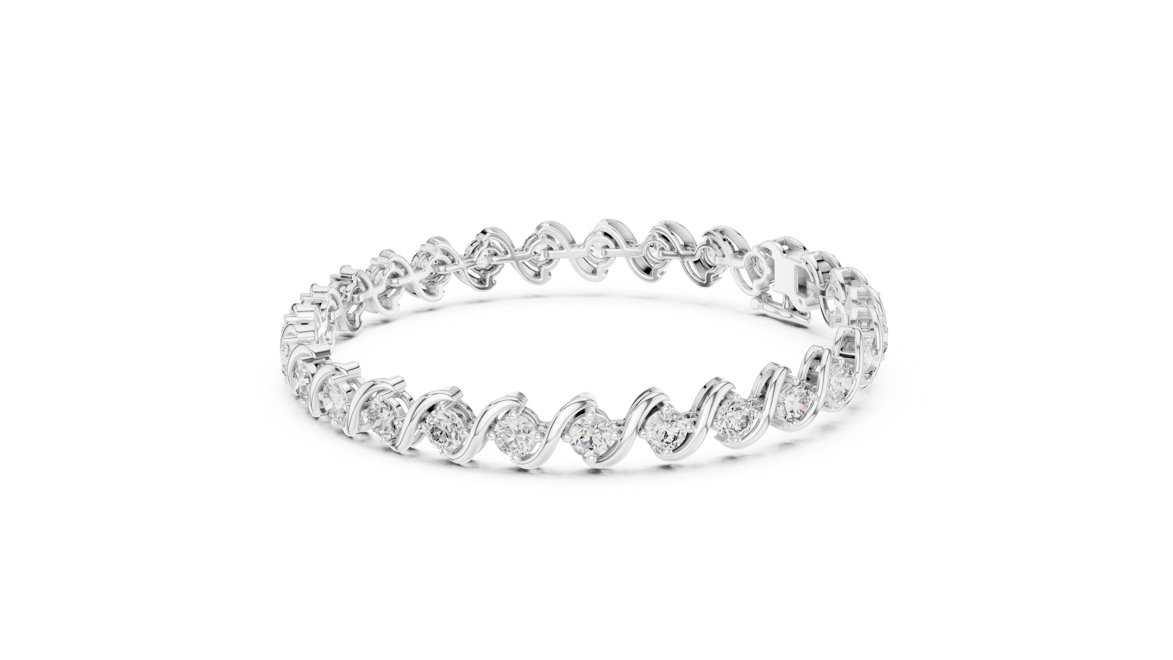 Rose Gold Wave Design Moissanite Bracelet – Elegant Twisted Diamond Sparkle