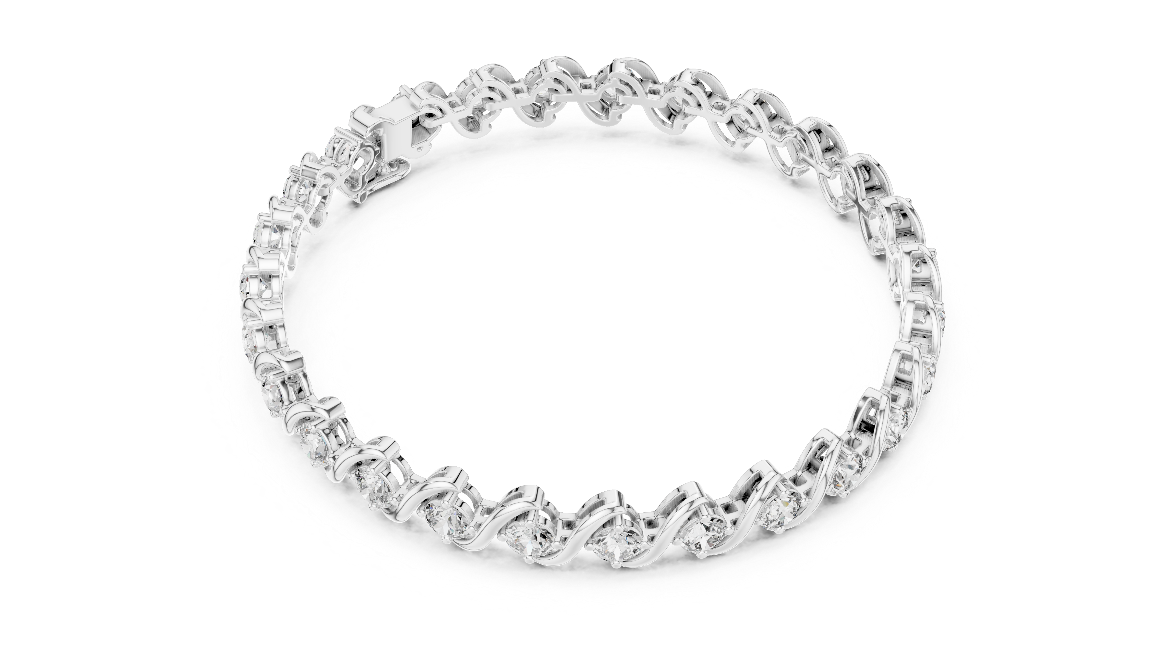 Rose Gold Wave Design Moissanite Bracelet – Elegant Twisted Diamond Sparkle