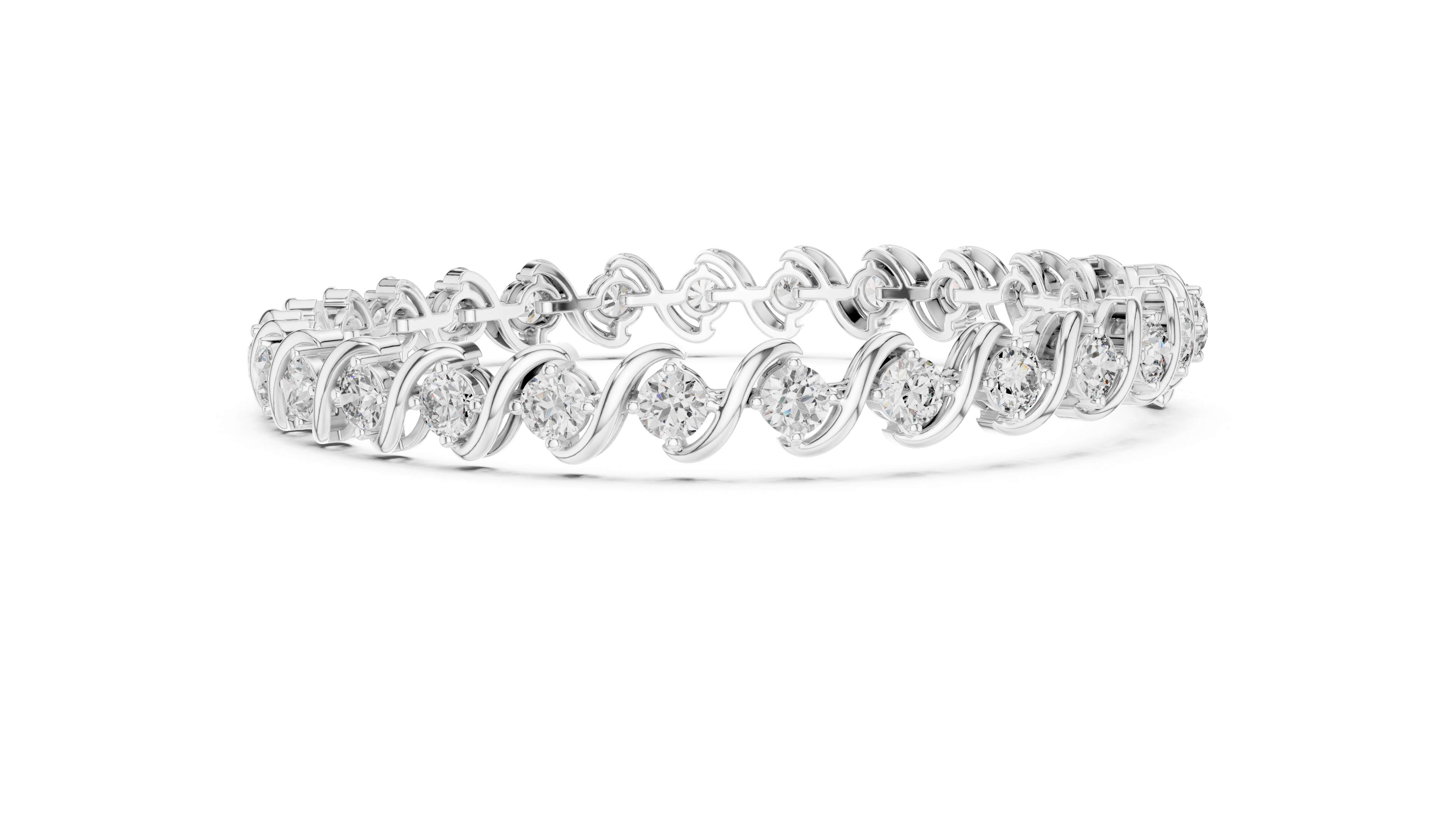 Rose Gold Wave Design Moissanite Bracelet – Elegant Twisted Diamond Sparkle