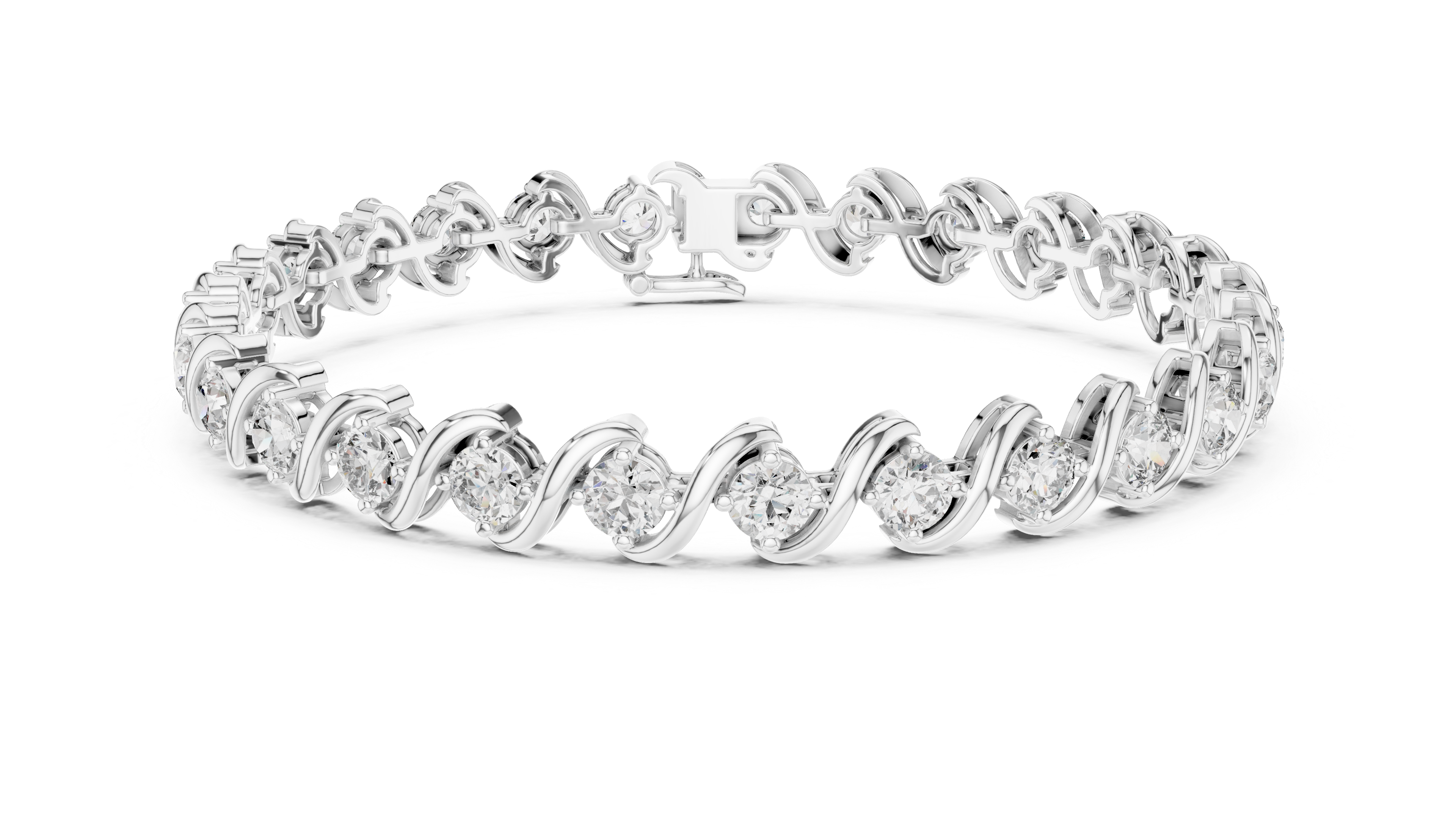 Rose Gold Wave Design Moissanite Bracelet – Elegant Twisted Diamond Sparkle