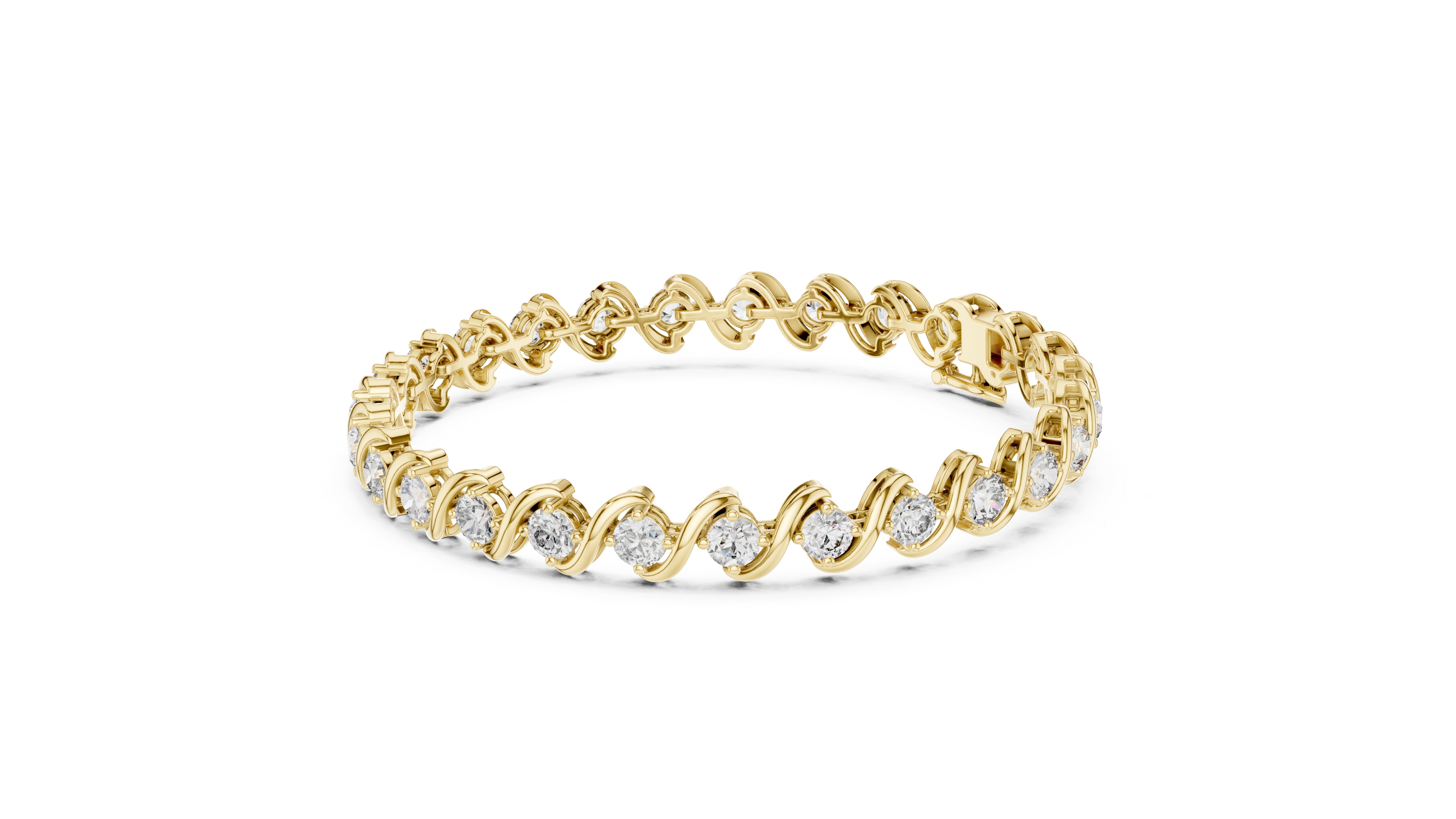 Rose Gold Wave Design Moissanite Bracelet – Elegant Twisted Diamond Sparkle
