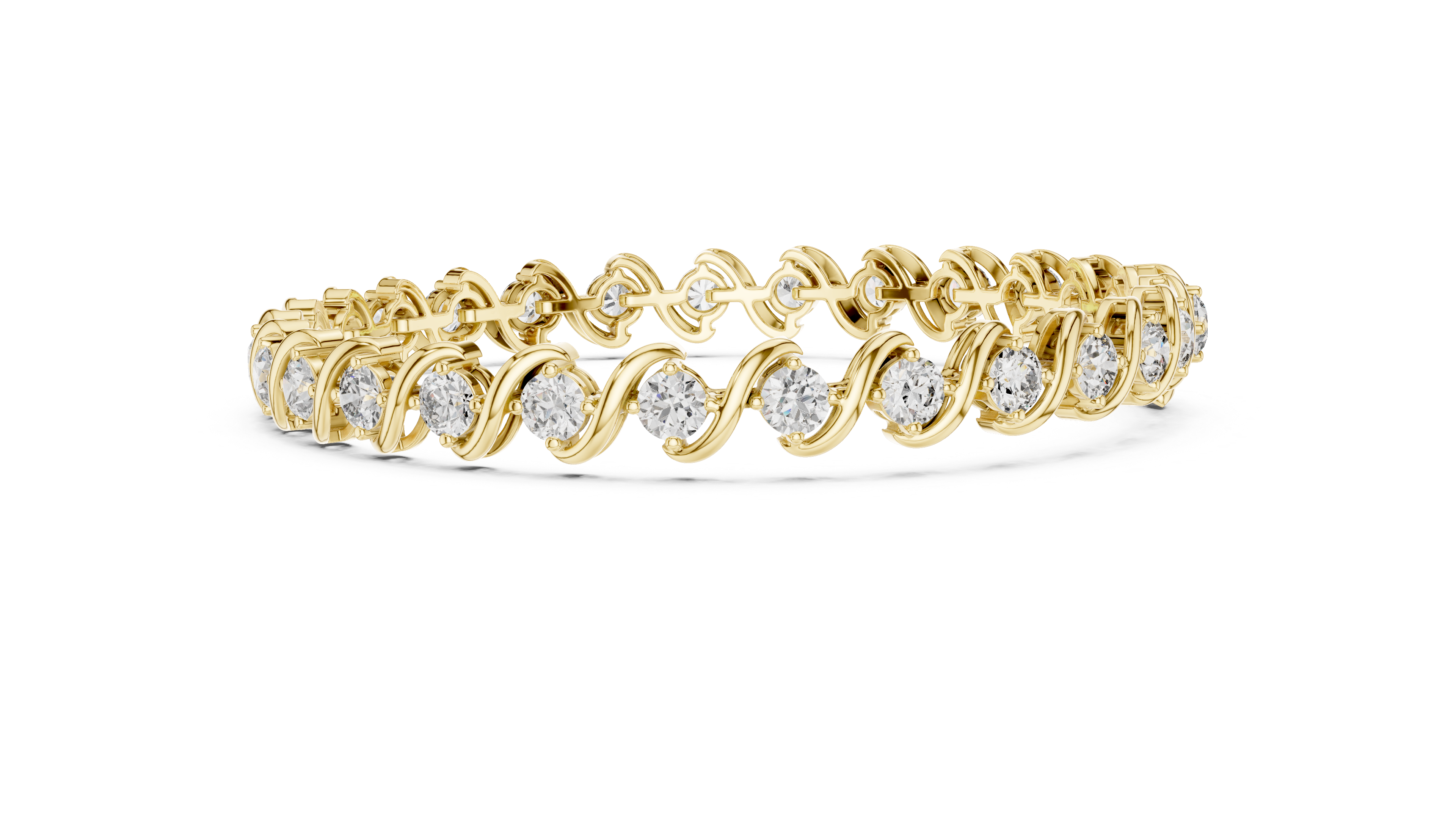 Rose Gold Wave Design Moissanite Bracelet – Elegant Twisted Diamond Sparkle
