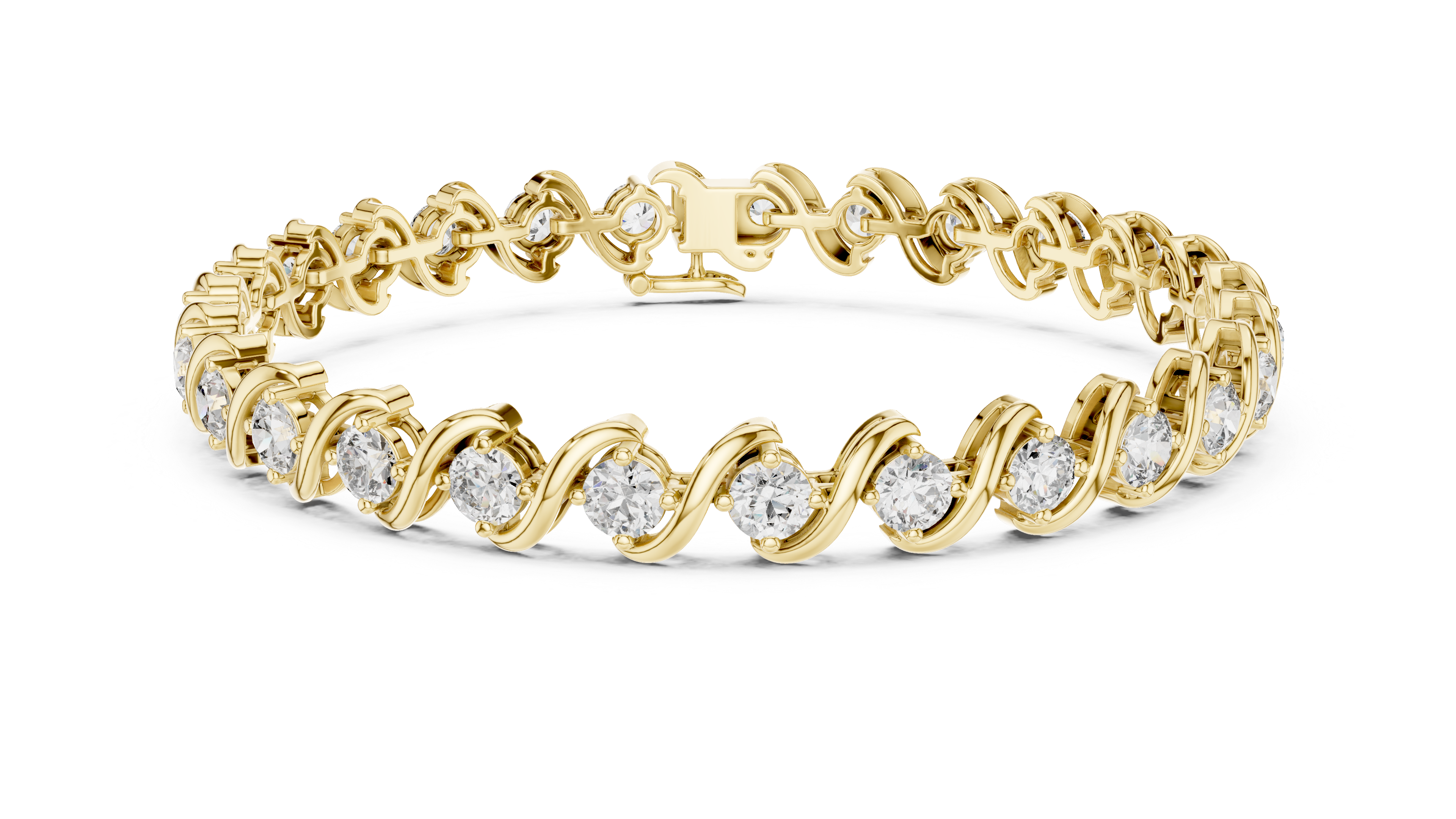 Rose Gold Wave Design Moissanite Bracelet – Elegant Twisted Diamond Sparkle