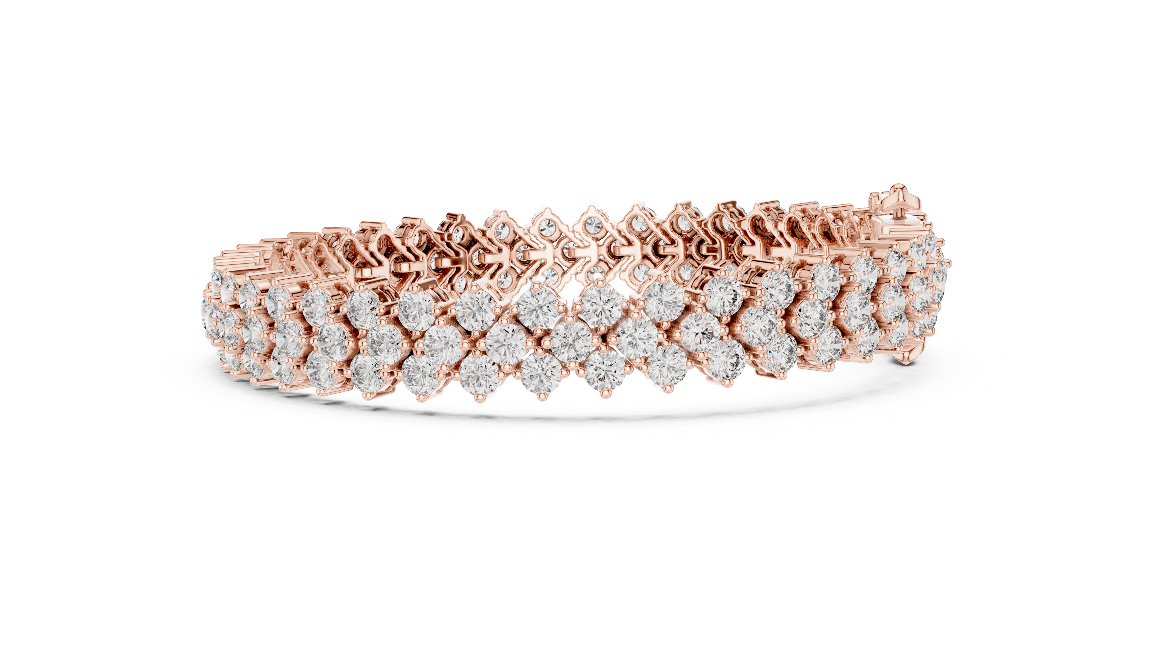 Rose Gold Double Row Moissanite Tennis Bracelet – Luxe Cluster Diamond Sparkle
