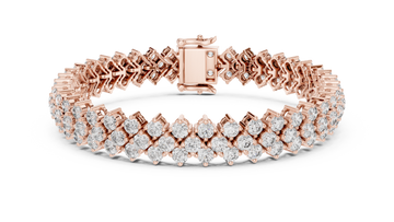 Rose Gold Double Row Moissanite Tennis Bracelet – Luxe Cluster Diamond Sparkle