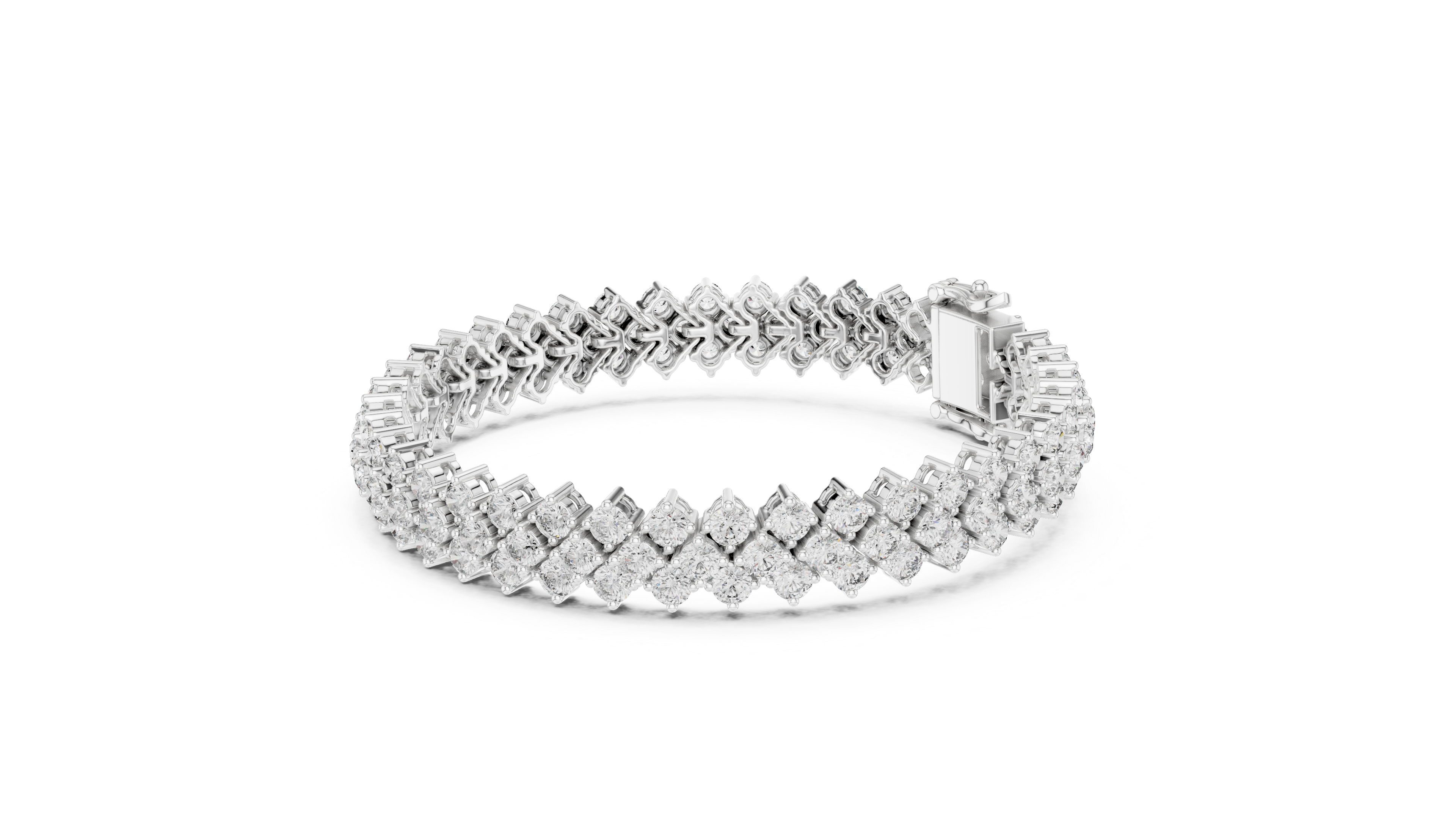 Rose Gold Double Row Moissanite Tennis Bracelet – Luxe Cluster Diamond Sparkle
