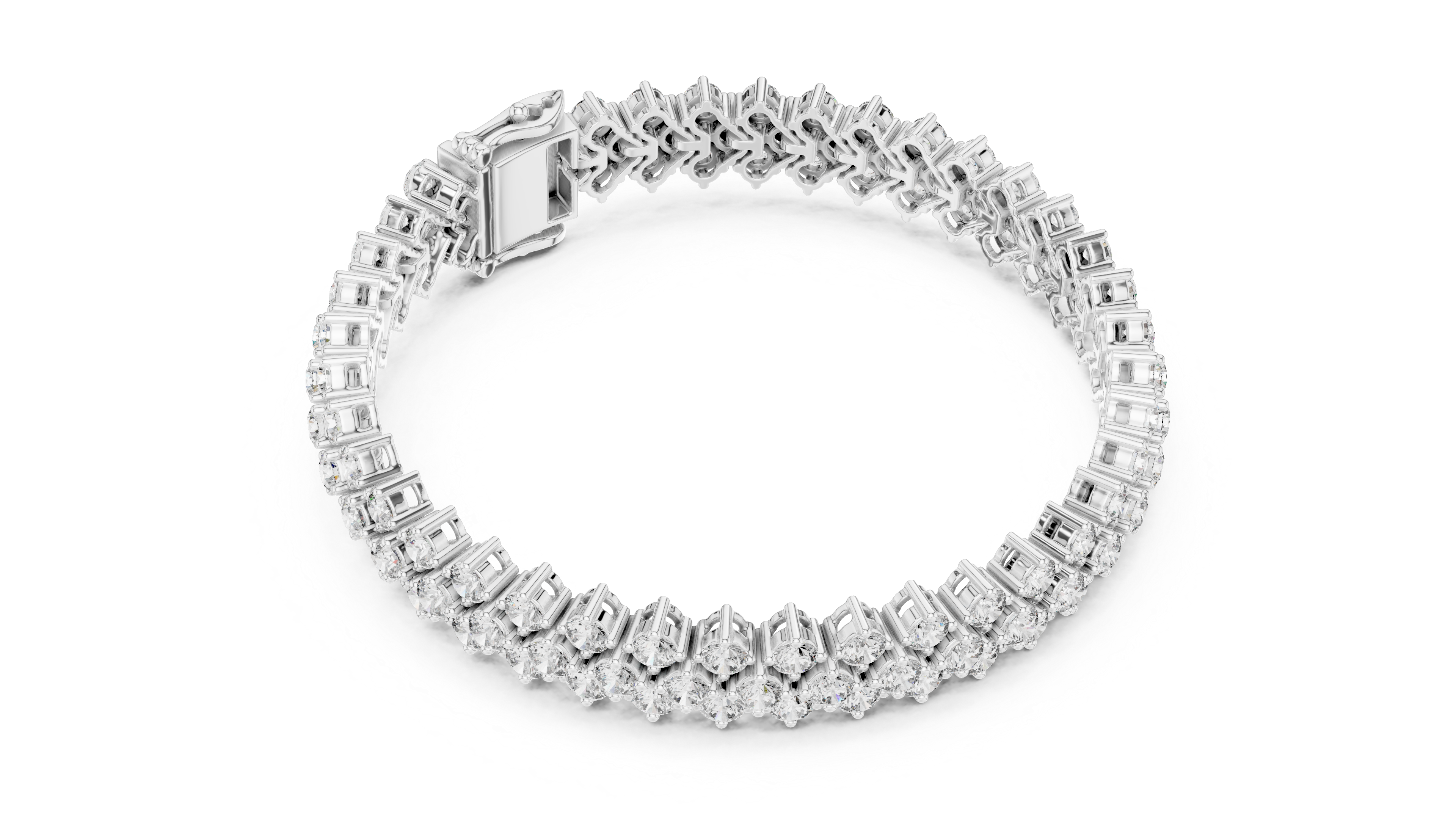 Rose Gold Double Row Moissanite Tennis Bracelet – Luxe Cluster Diamond Sparkle