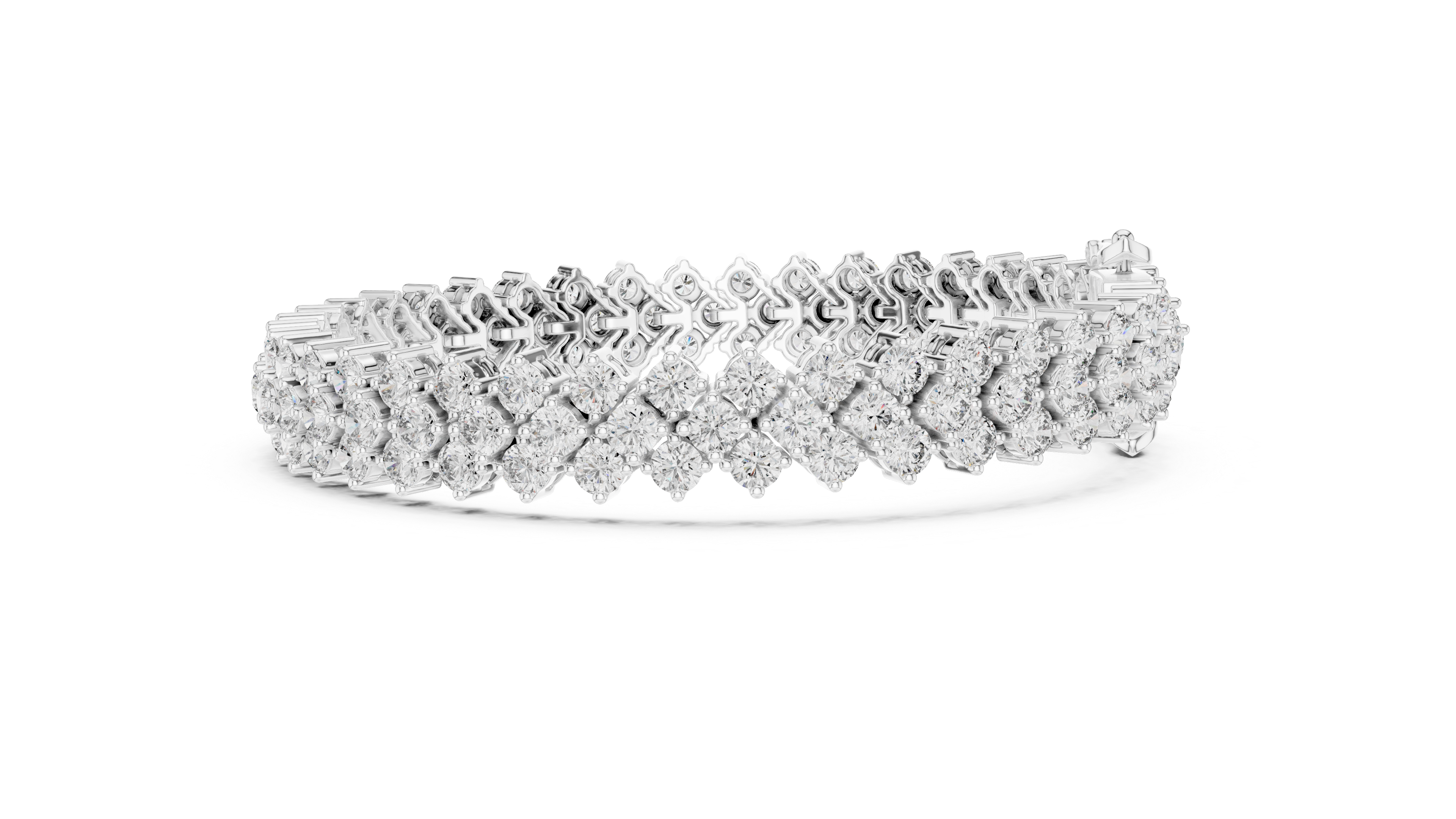 Rose Gold Double Row Moissanite Tennis Bracelet – Luxe Cluster Diamond Sparkle
