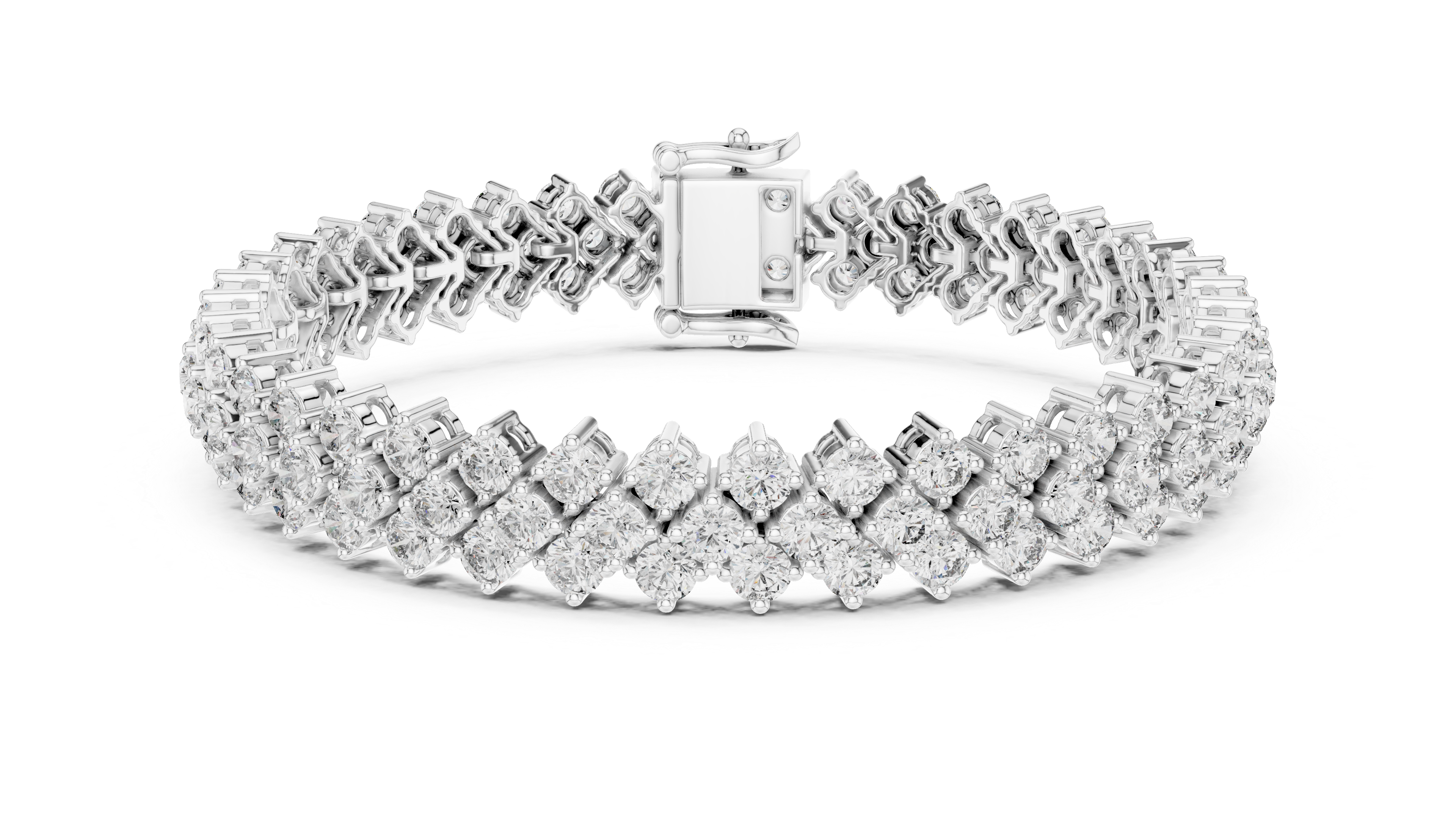 Rose Gold Double Row Moissanite Tennis Bracelet – Luxe Cluster Diamond Sparkle