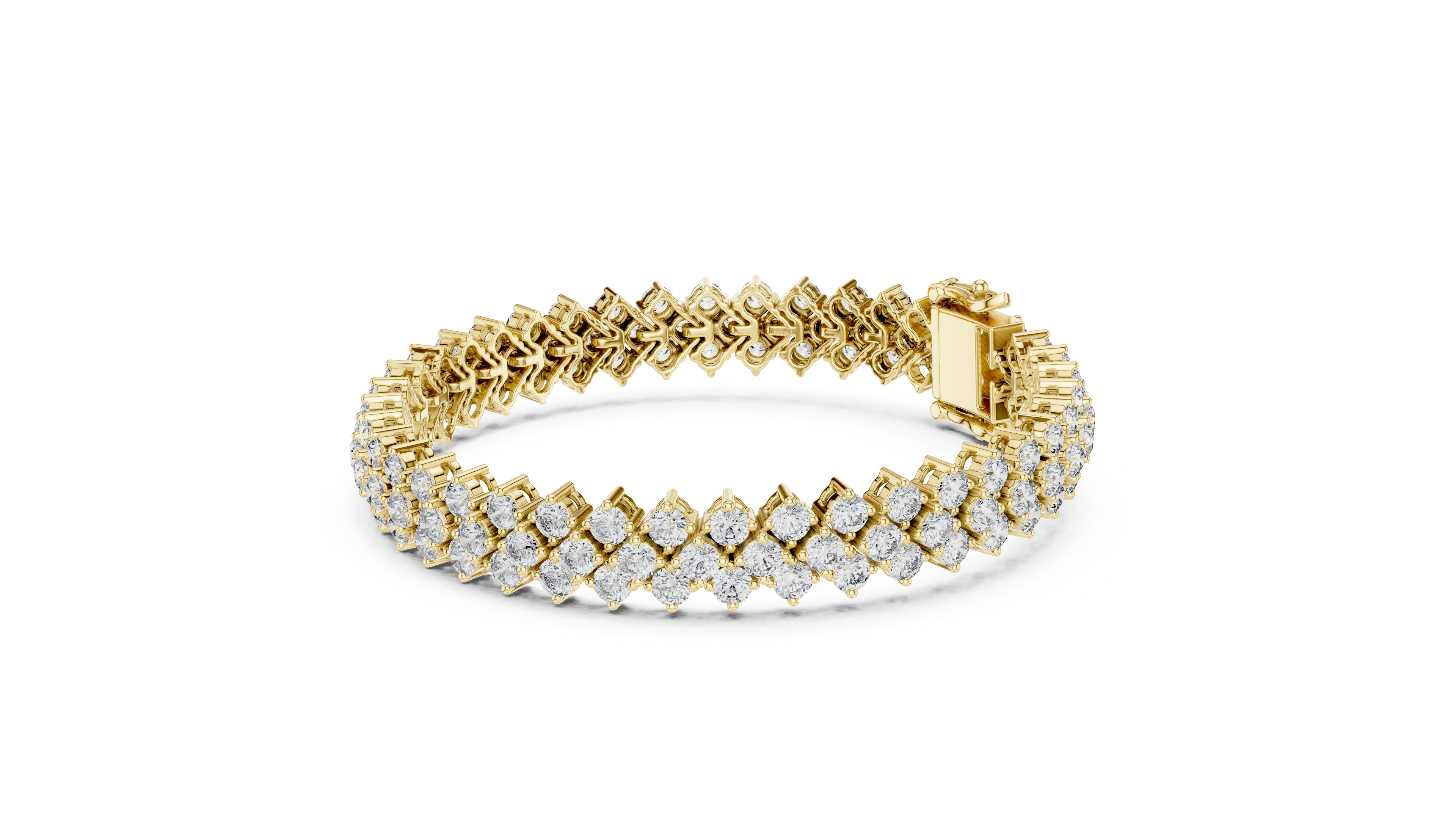 Rose Gold Double Row Moissanite Tennis Bracelet – Luxe Cluster Diamond Sparkle