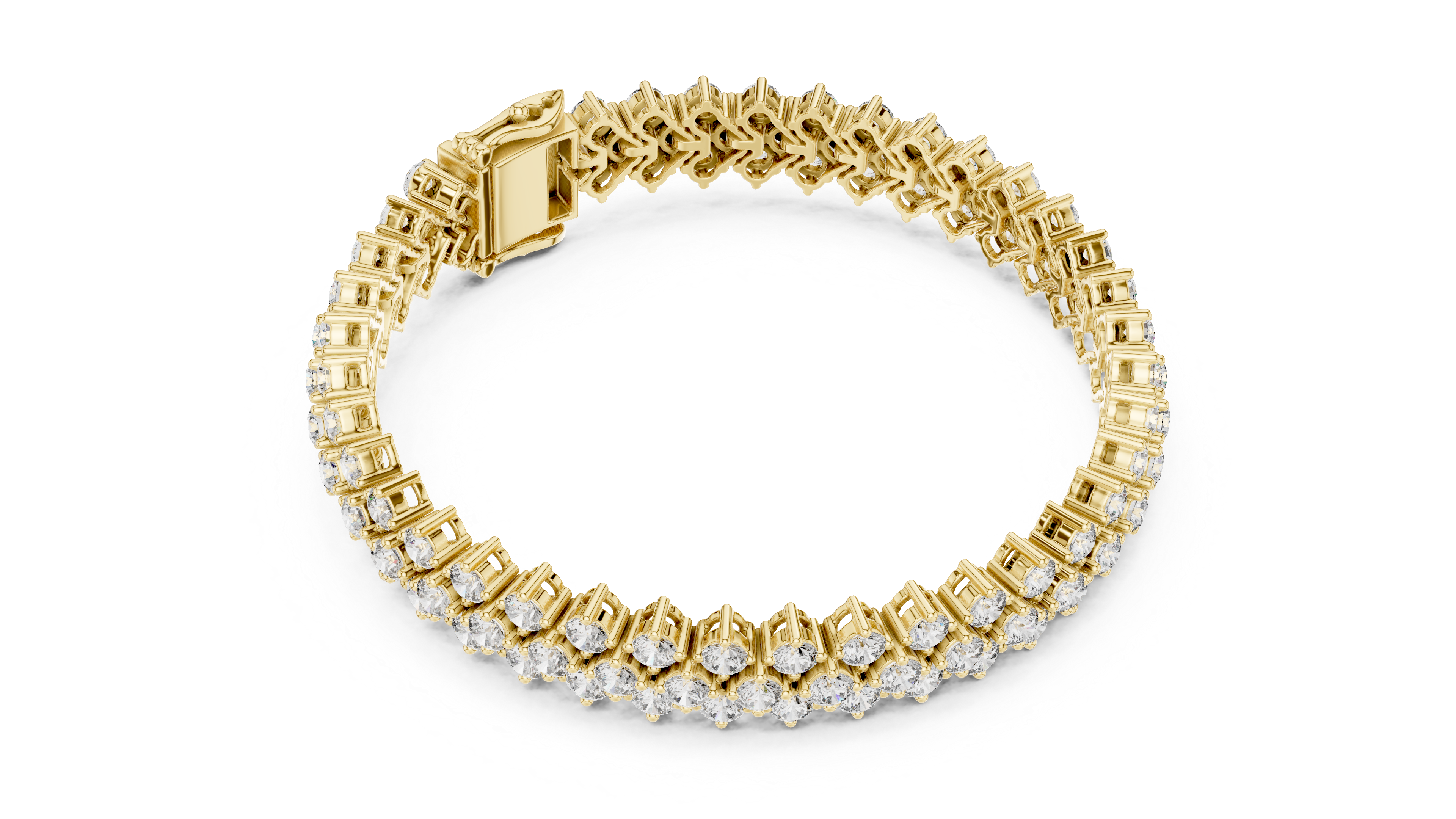 Rose Gold Double Row Moissanite Tennis Bracelet – Luxe Cluster Diamond Sparkle