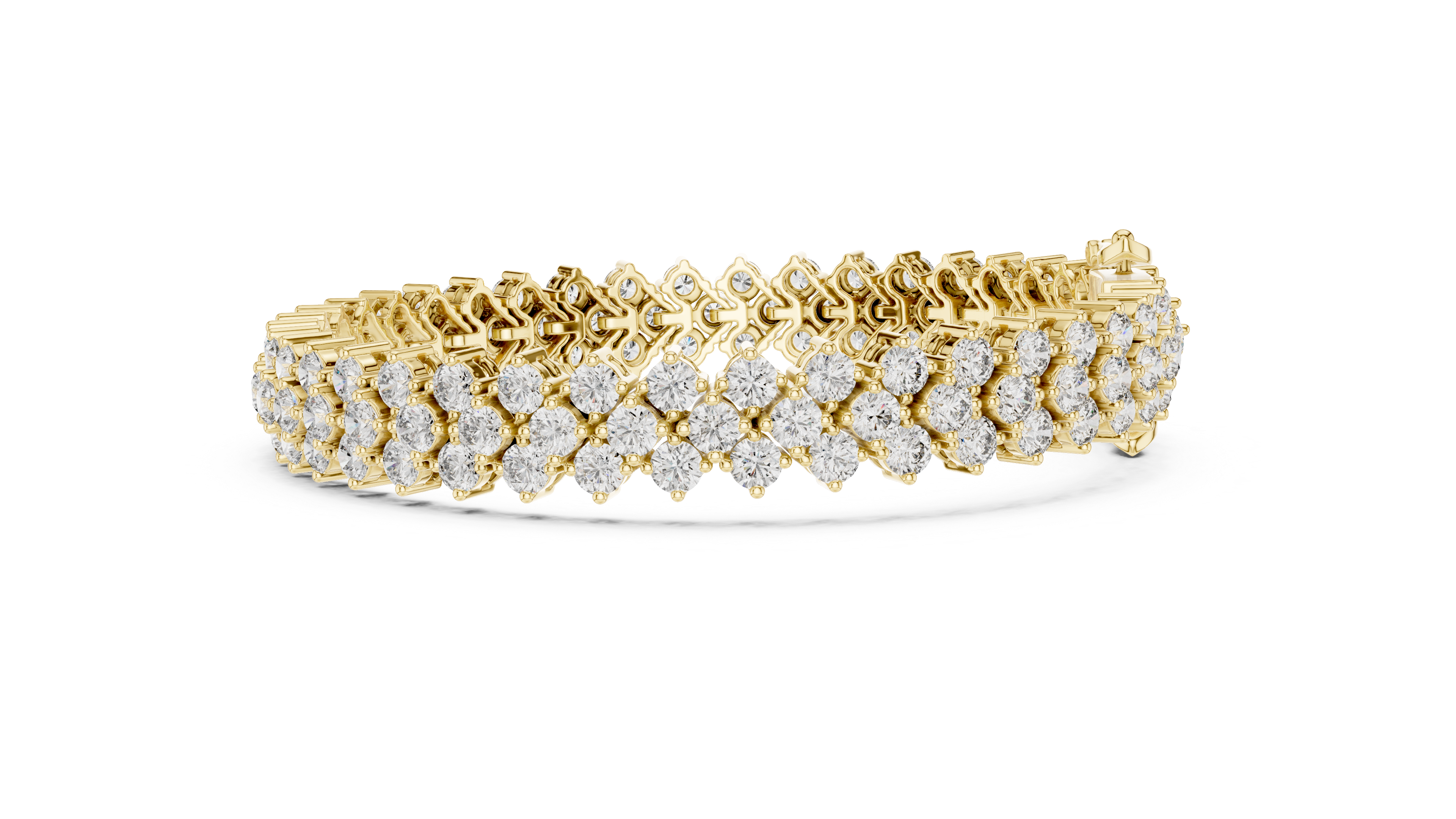 Rose Gold Double Row Moissanite Tennis Bracelet – Luxe Cluster Diamond Sparkle