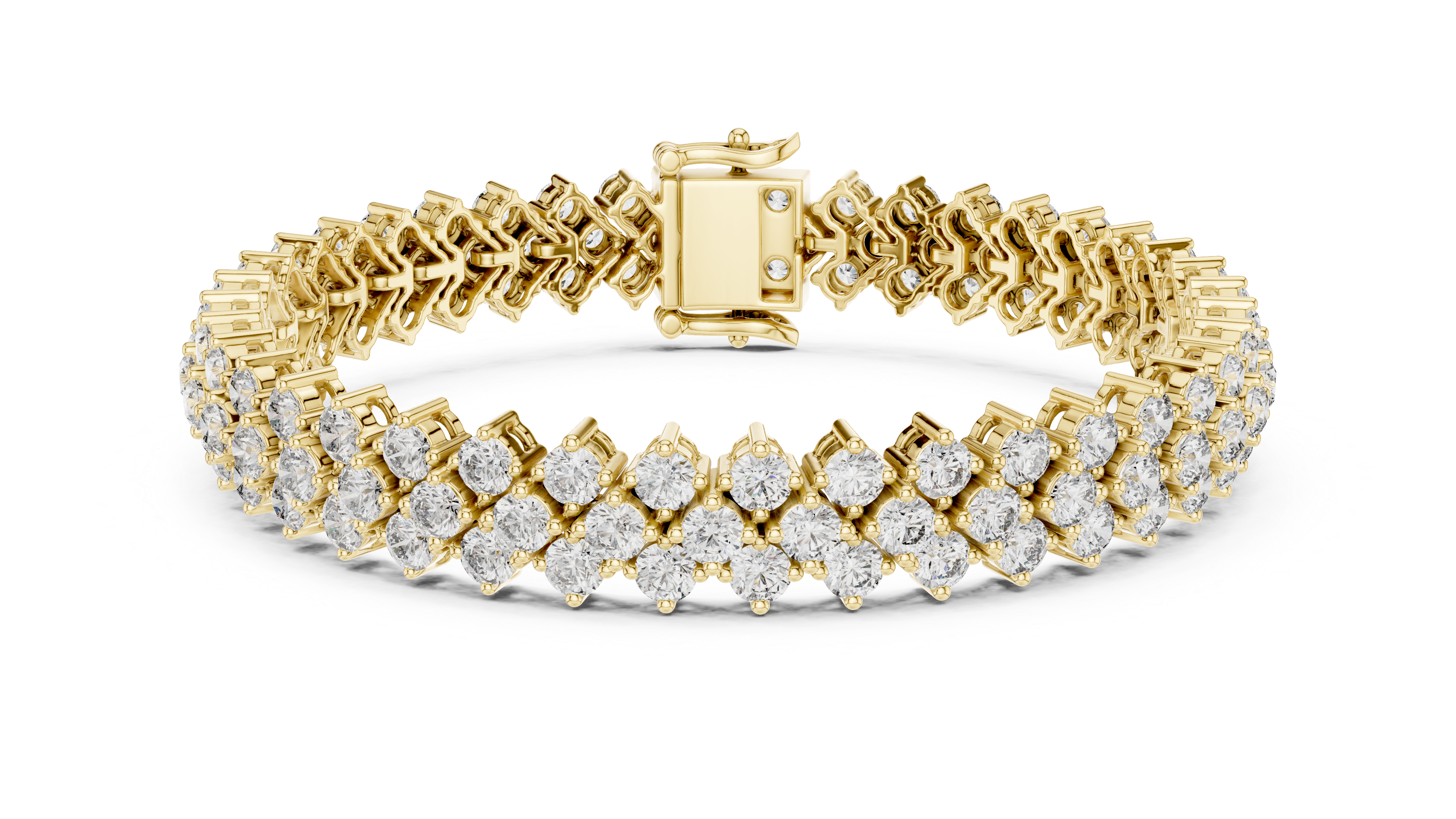 Rose Gold Double Row Moissanite Tennis Bracelet – Luxe Cluster Diamond Sparkle