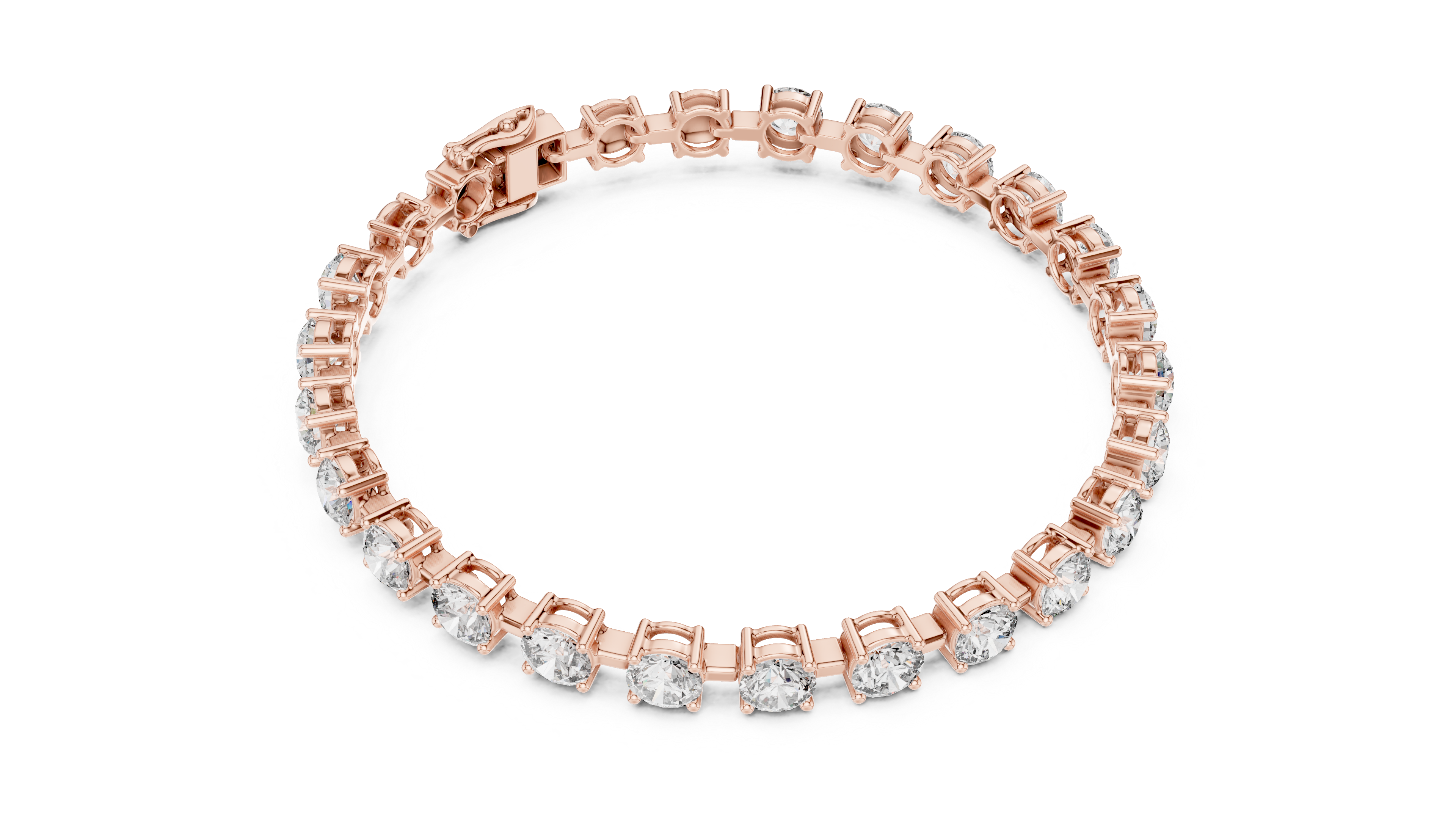 Rose Gold Solitaire Moissanite Tennis Bracelet – Classic Single Stone Diamond Sparkle