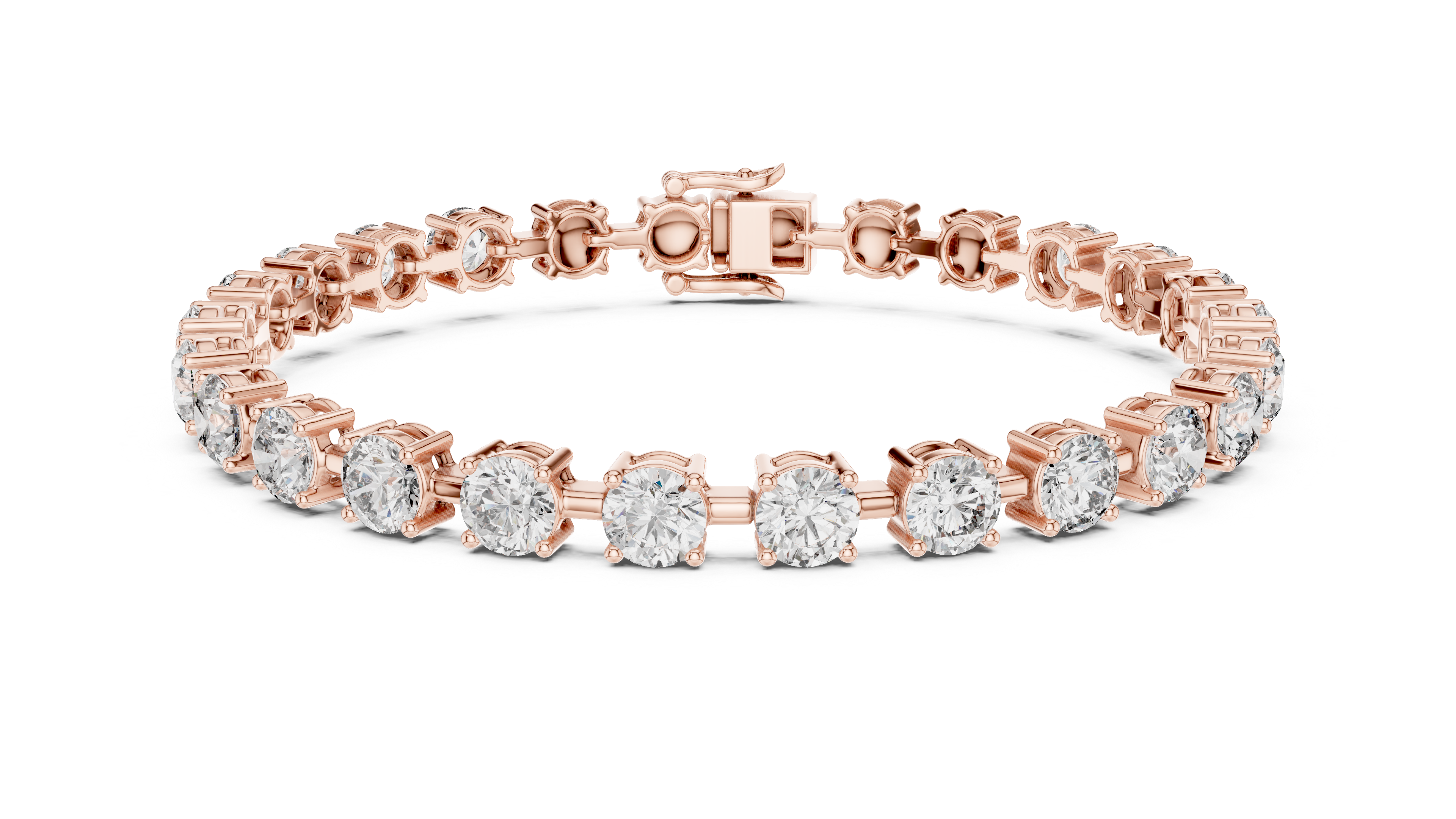 Rose Gold Solitaire Moissanite Tennis Bracelet – Classic Single Stone Diamond Sparkle