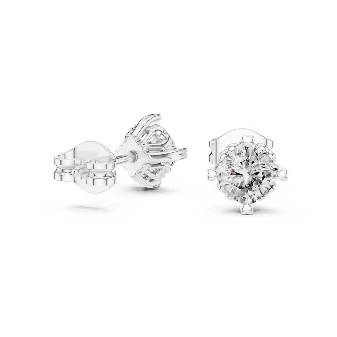 Rose Gold Moissanite Stud Earrings – Classic Prong-Set Diamond Elegance