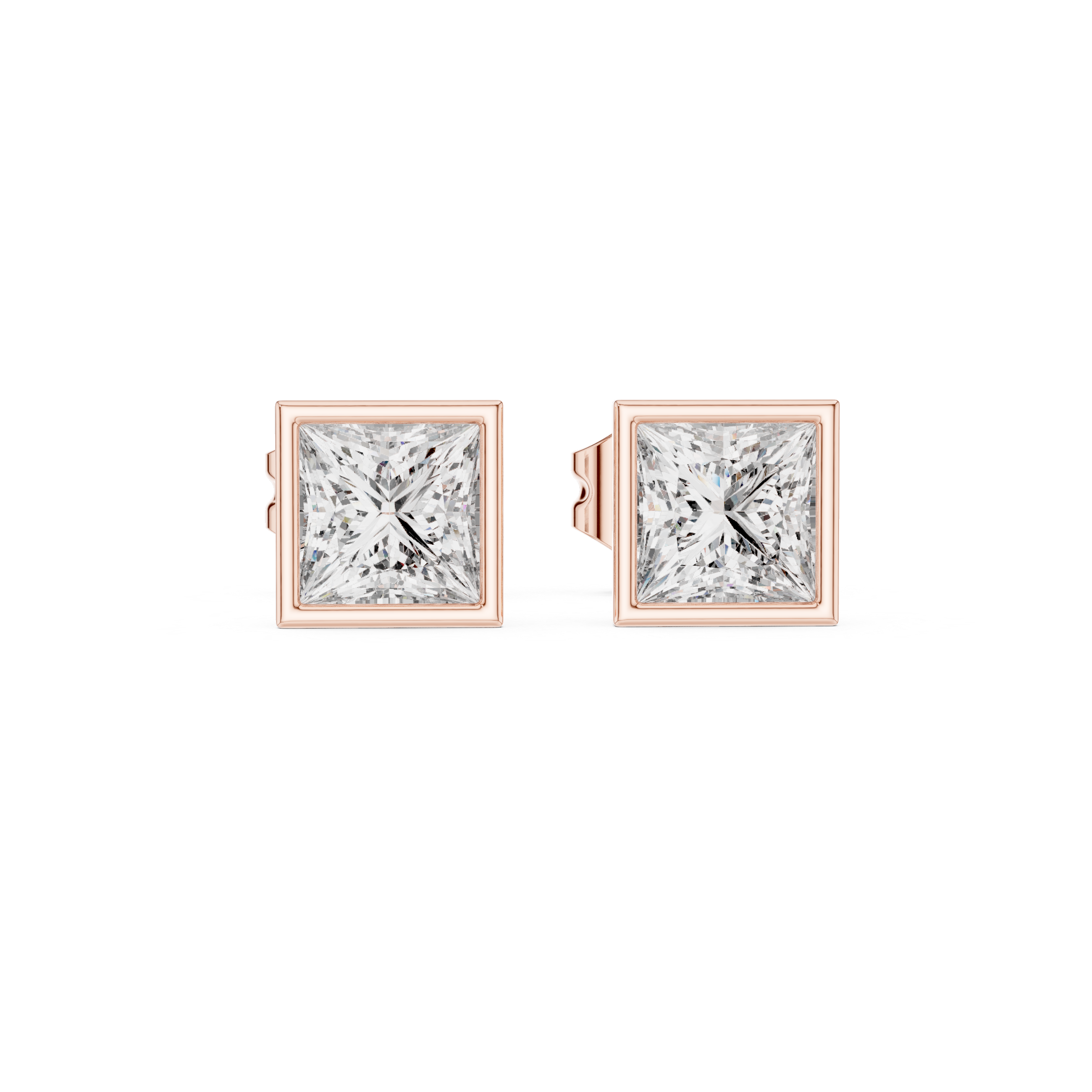 Yellow Gold Princess Cut Moissanite Stud Earrings – Bold Square Sparkle