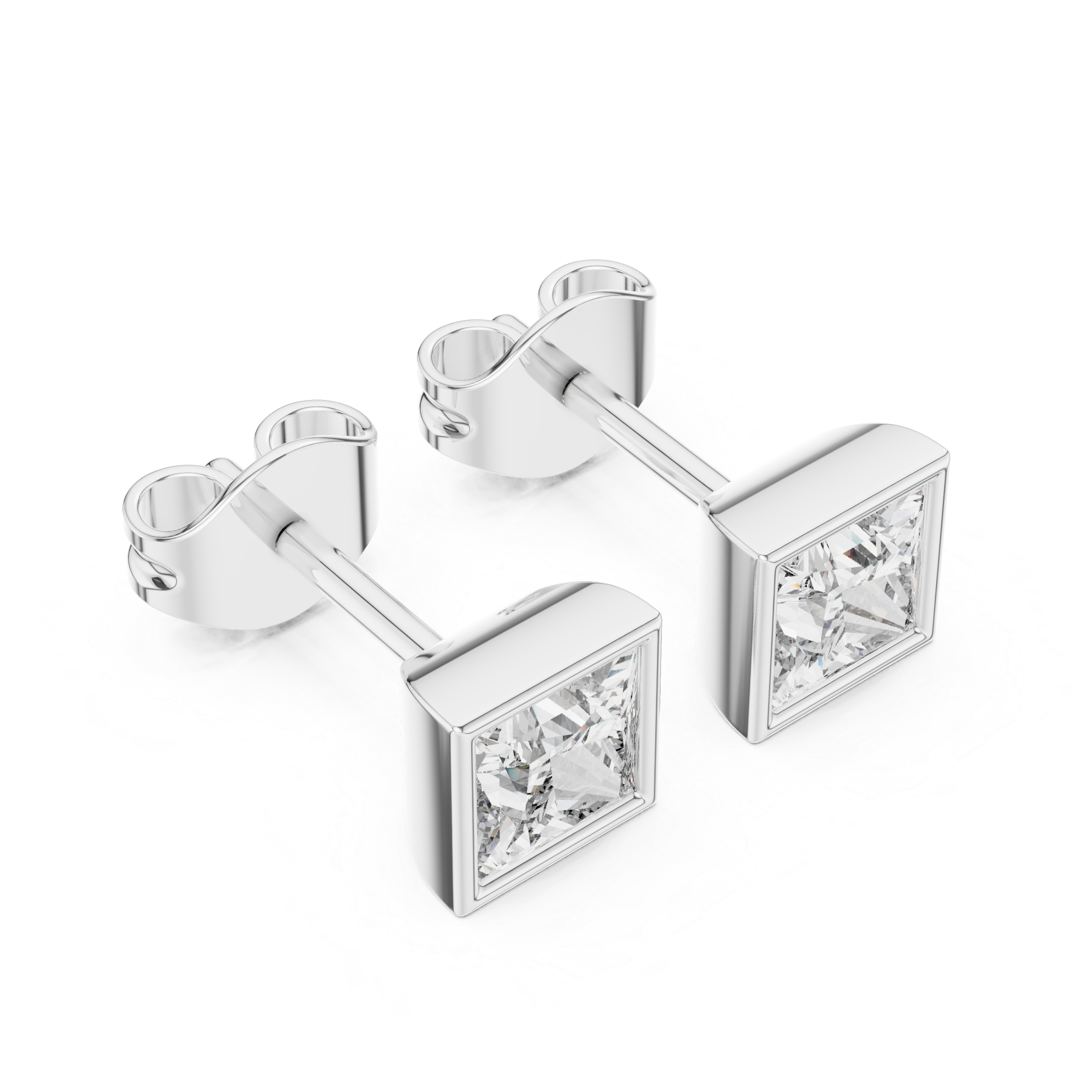 Yellow Gold Princess Cut Moissanite Stud Earrings – Bold Square Sparkle