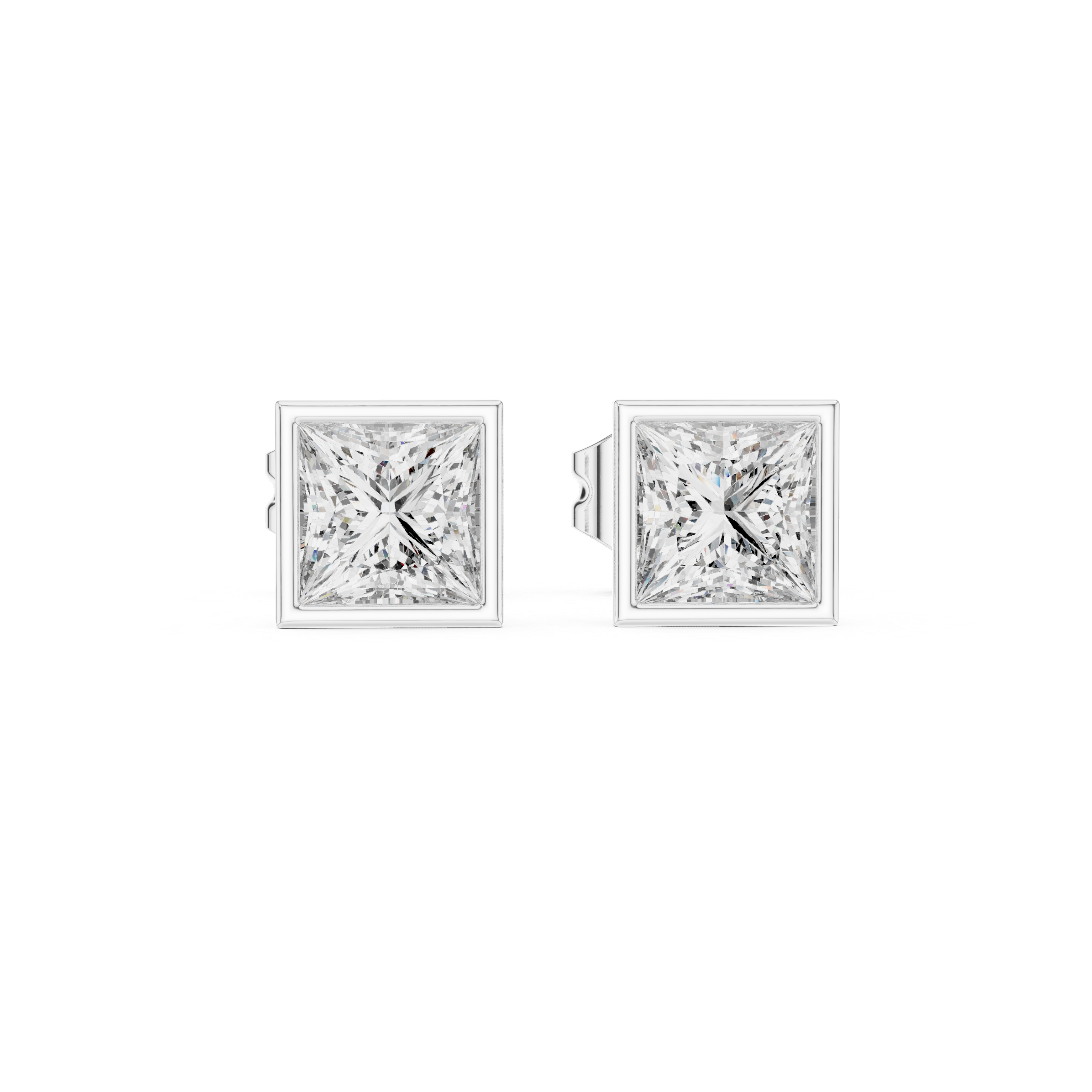 Yellow Gold Princess Cut Moissanite Stud Earrings – Bold Square Sparkle