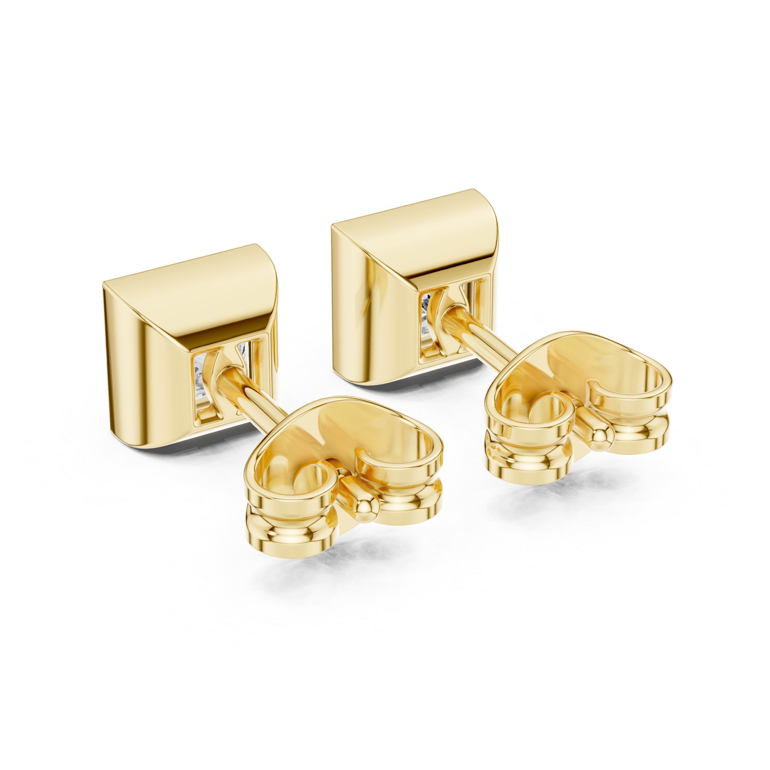 Yellow Gold Princess Cut Moissanite Stud Earrings – Bold Square Sparkle