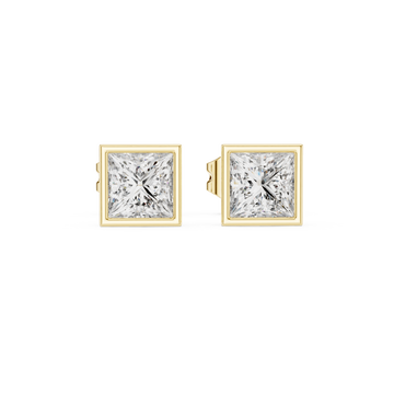 Yellow Gold Princess Cut Moissanite Stud Earrings – Bold Square Sparkle