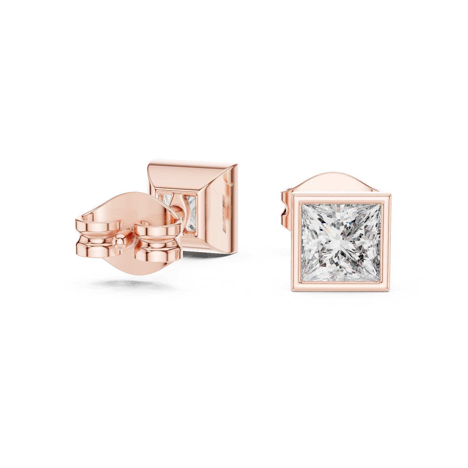 Yellow Gold Princess Cut Moissanite Stud Earrings – Bold Square Sparkle