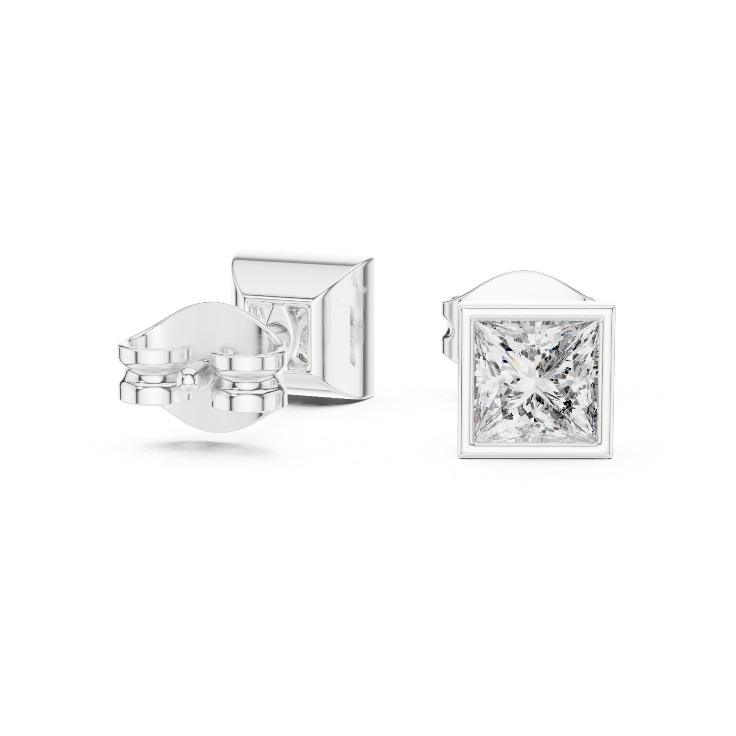 Yellow Gold Princess Cut Moissanite Stud Earrings – Bold Square Sparkle