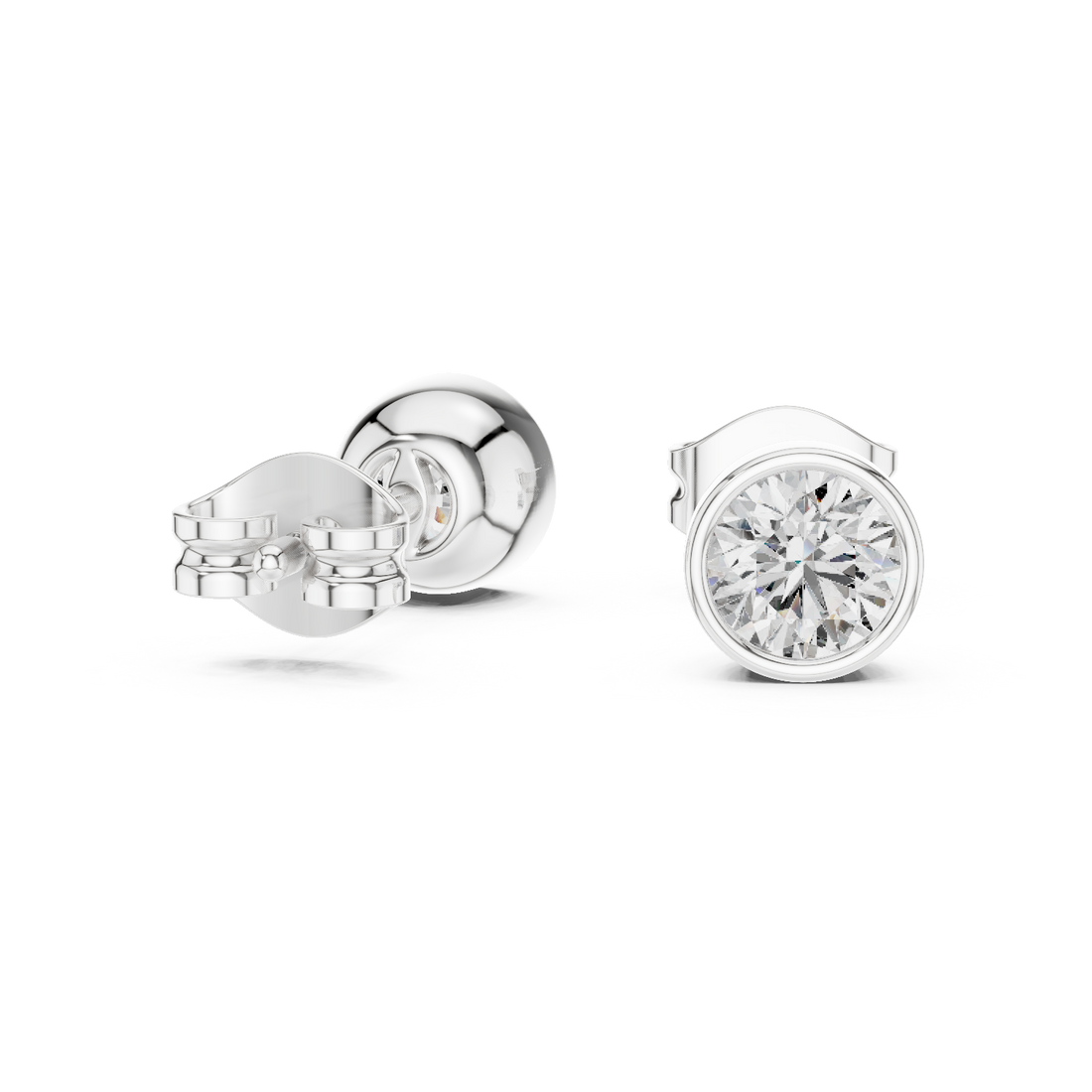 White Gold Moissanite Stud Earrings with Secure Screw Back – Elegant & Everyday Luxury