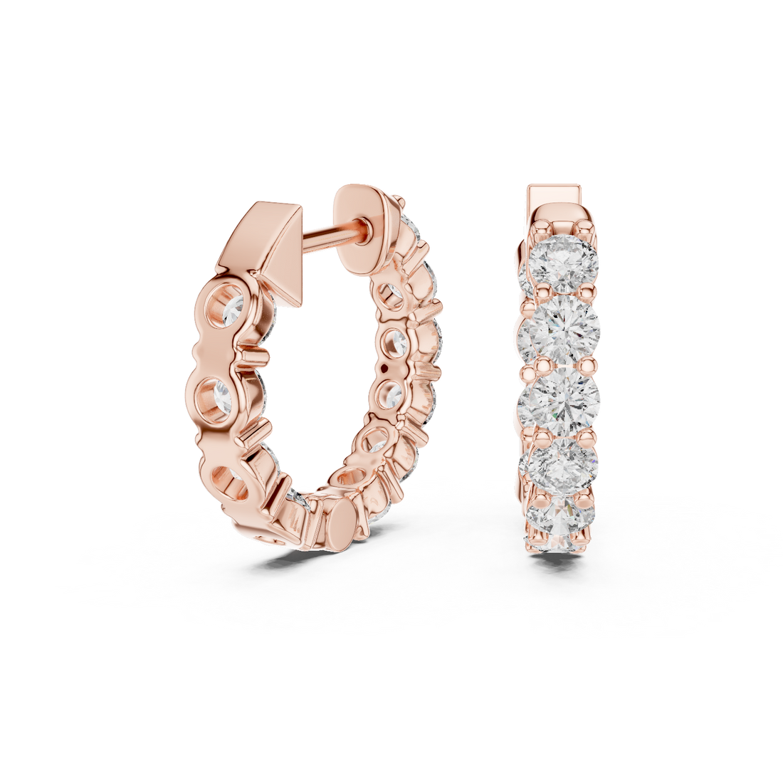 Rose Gold Moissanite Heggie Earrings Minimal Sparkle Everyday Elegance