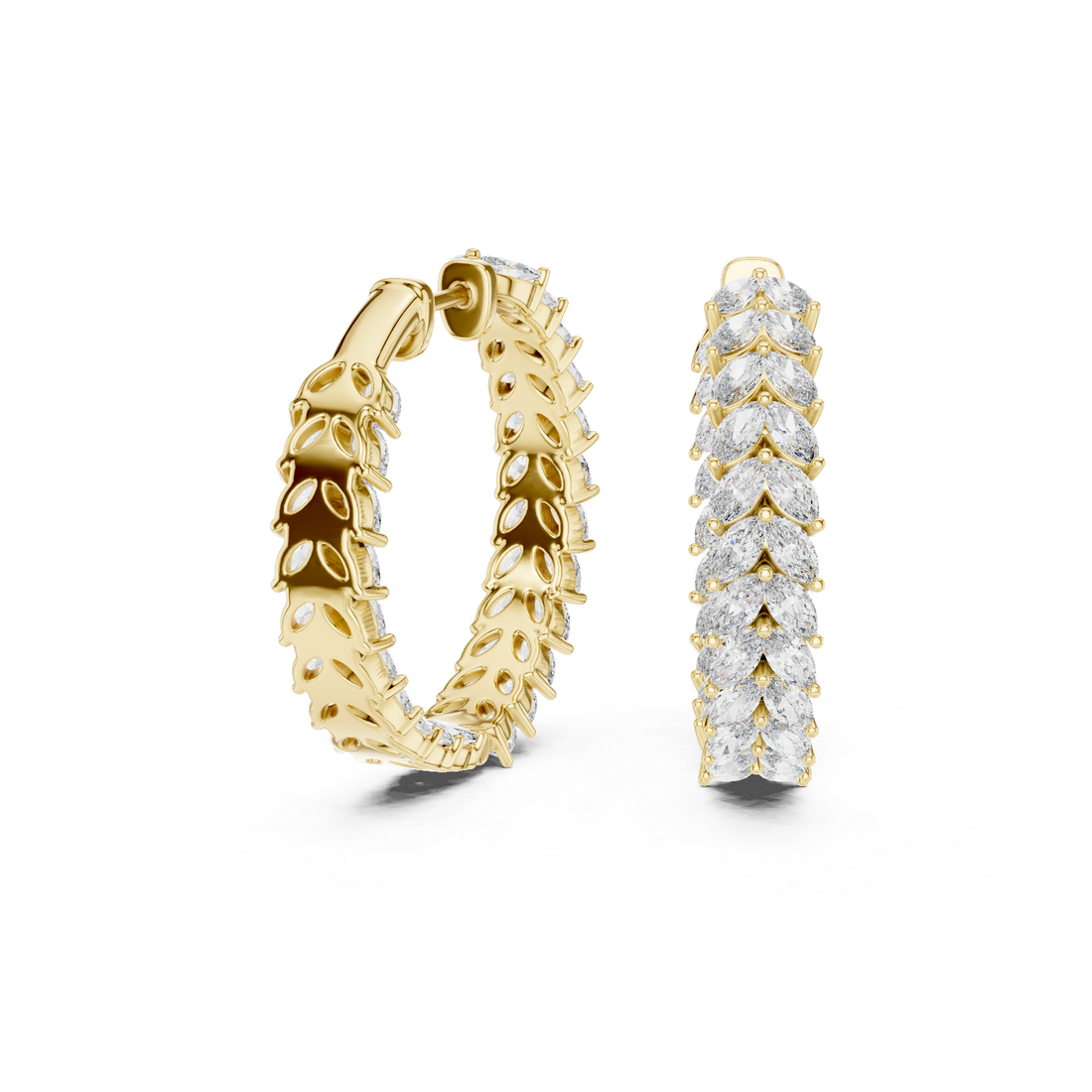 Yellow Gold Moissanite Heggie Earrings – Bold Designer Sparkle Statement