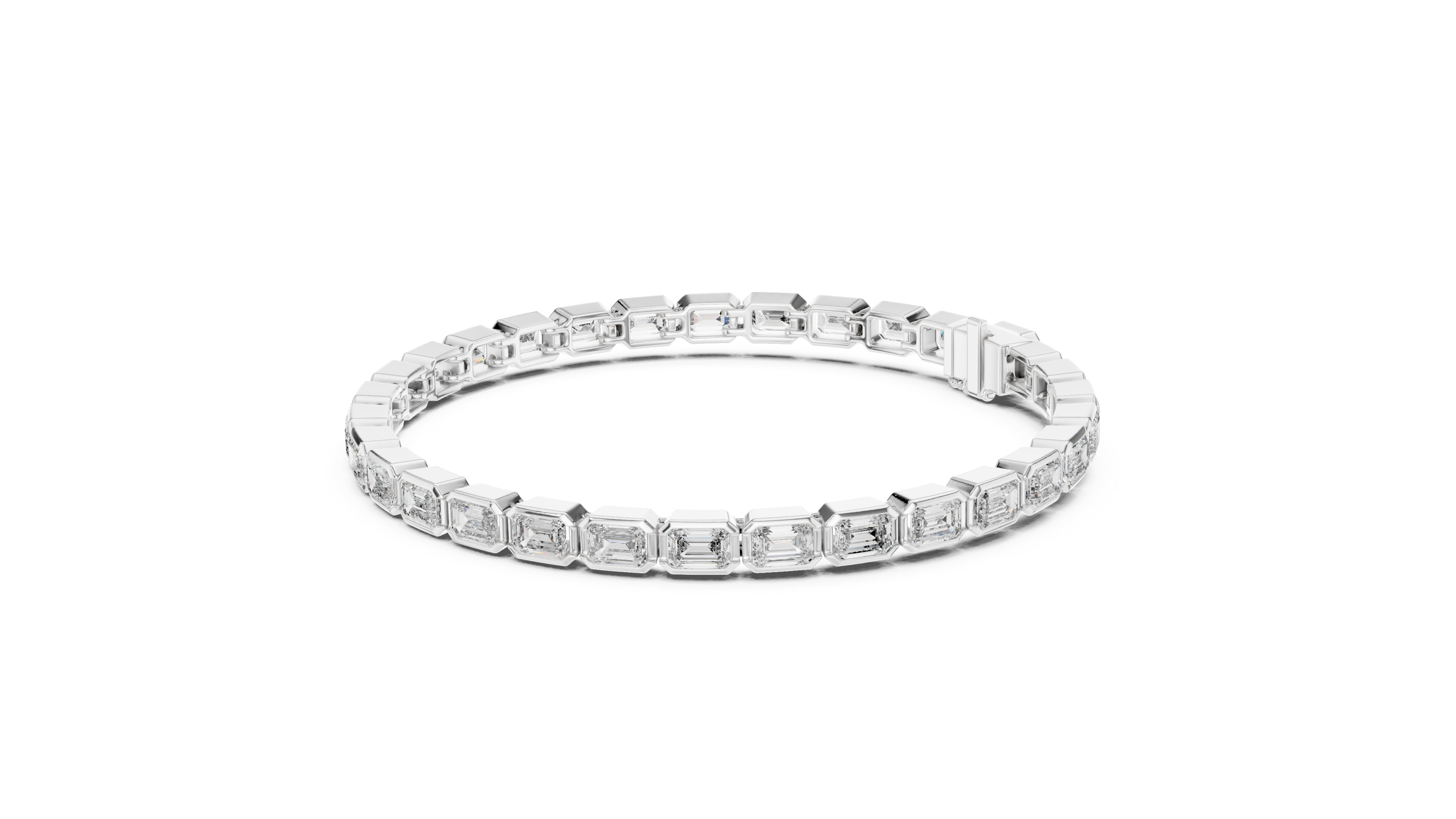Rose Gold Emerald-Cut Moissanite Tennis Bracelet – Sleek Geometric Diamond Elegance