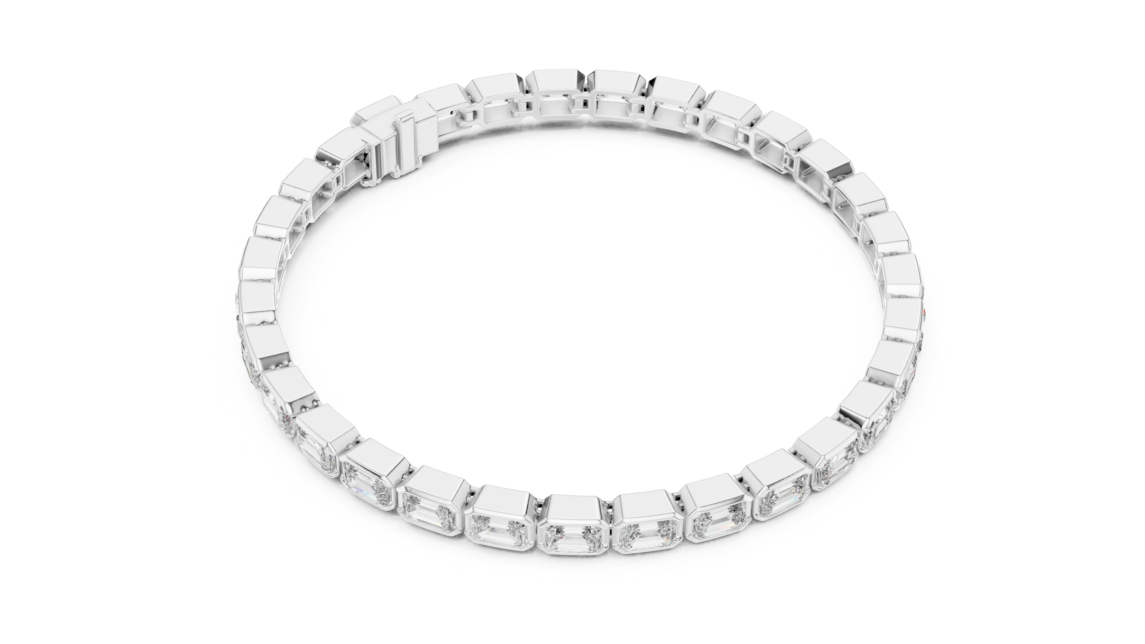 Rose Gold Emerald-Cut Moissanite Tennis Bracelet – Sleek Geometric Diamond Elegance