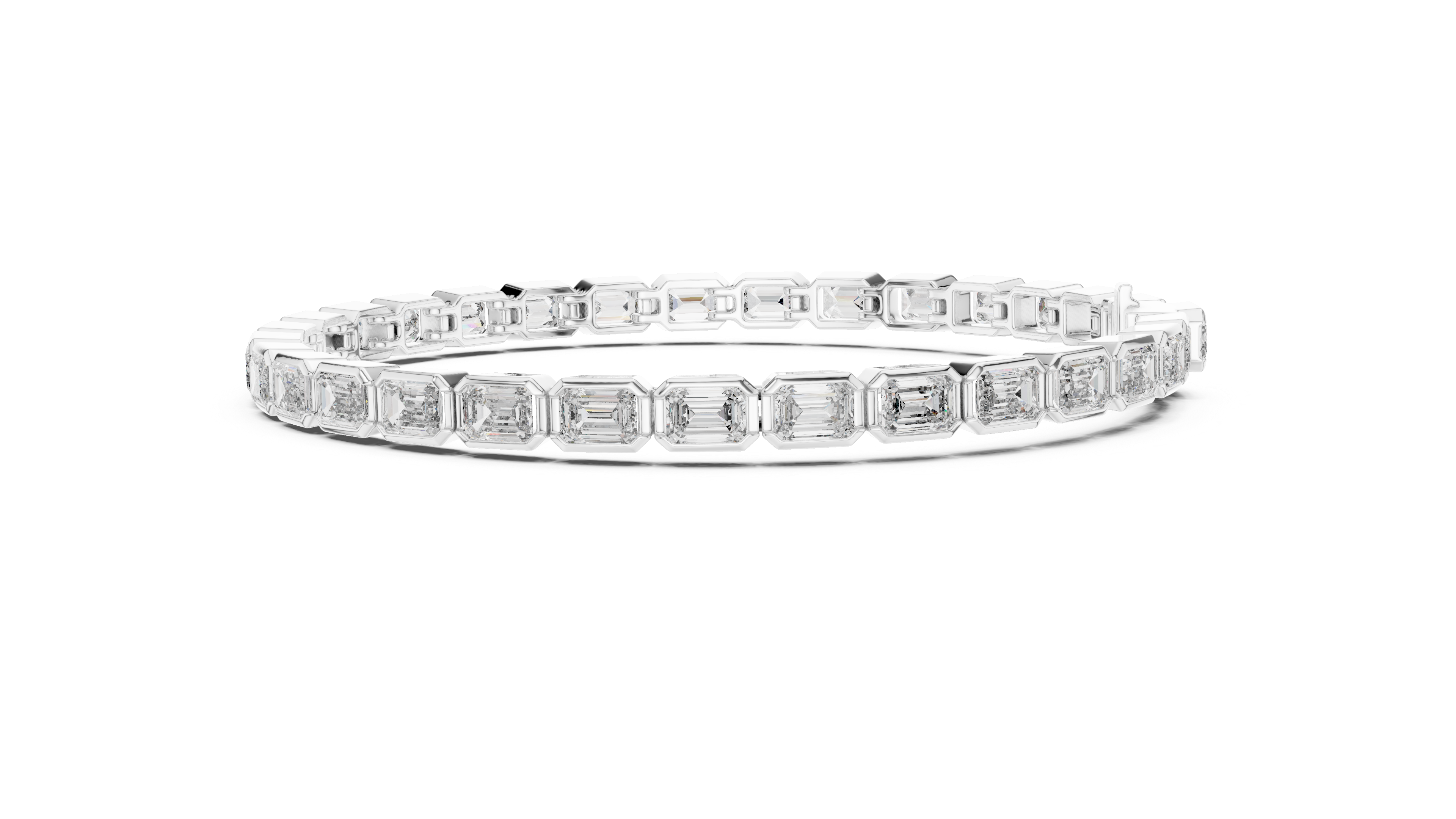 Rose Gold Emerald-Cut Moissanite Tennis Bracelet – Sleek Geometric Diamond Elegance