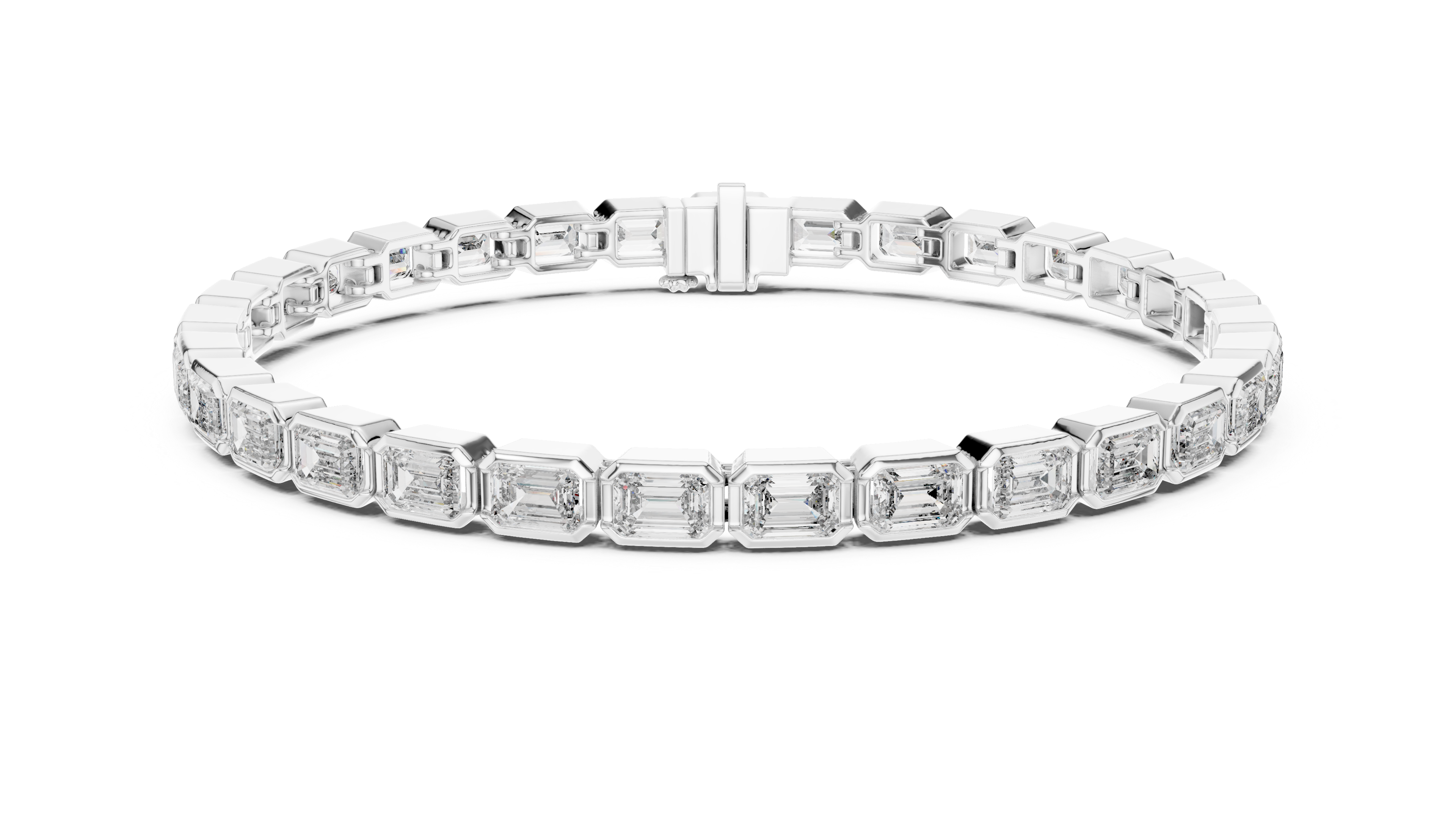 Rose Gold Emerald-Cut Moissanite Tennis Bracelet – Sleek Geometric Diamond Elegance