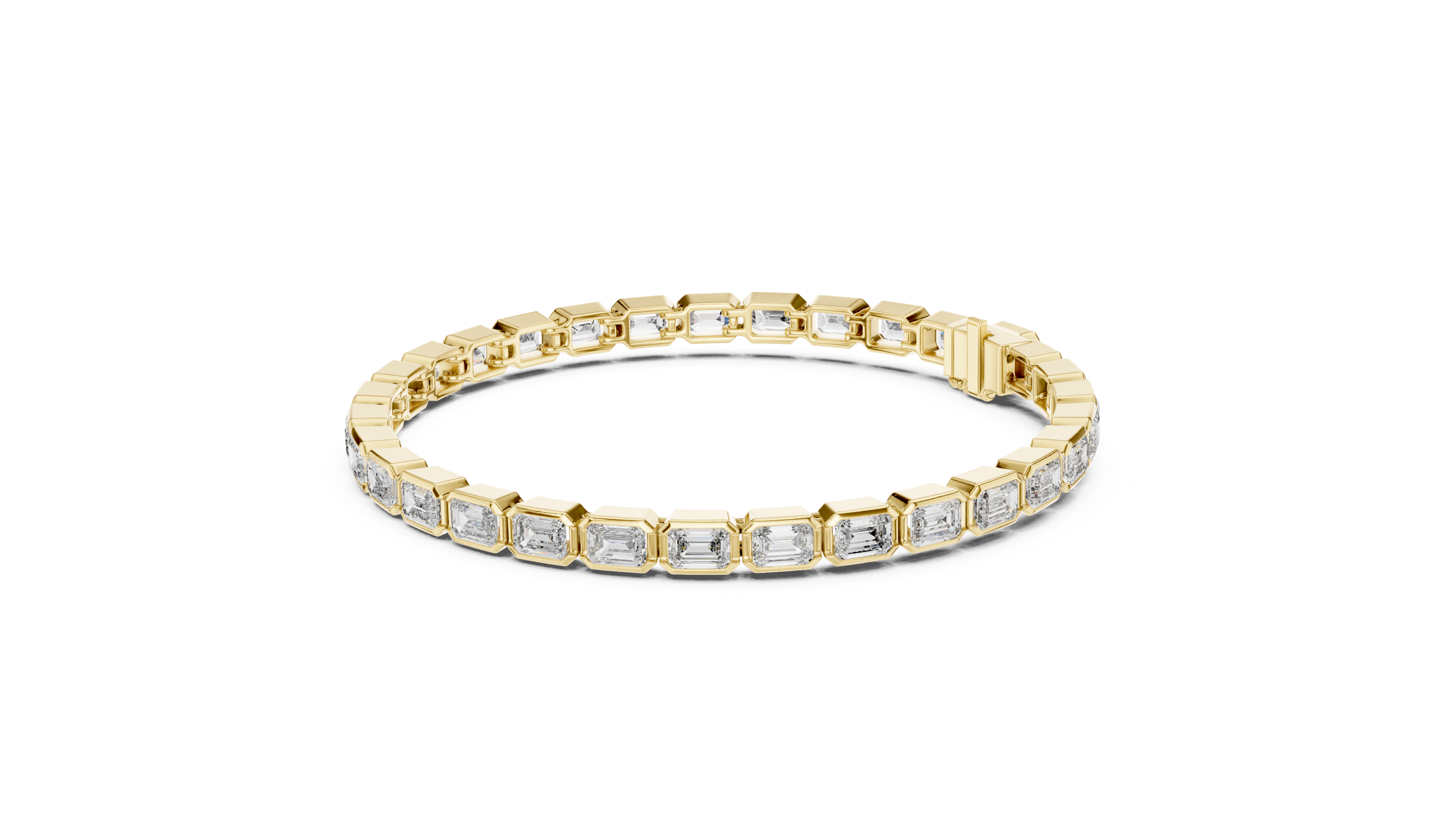 Rose Gold Emerald-Cut Moissanite Tennis Bracelet – Sleek Geometric Diamond Elegance