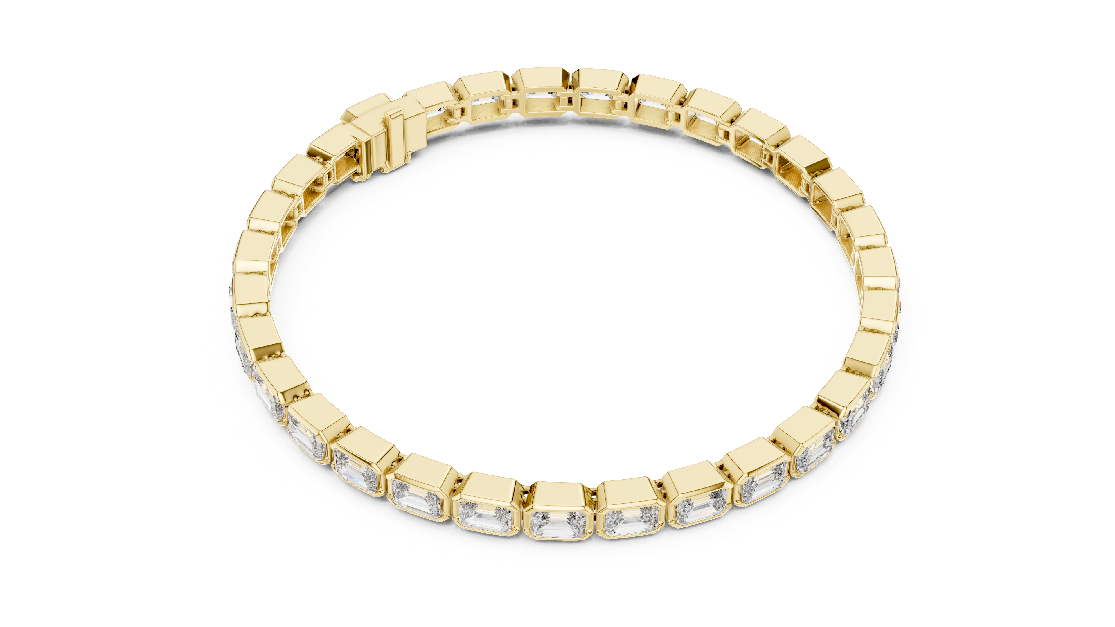 Rose Gold Emerald-Cut Moissanite Tennis Bracelet – Sleek Geometric Diamond Elegance