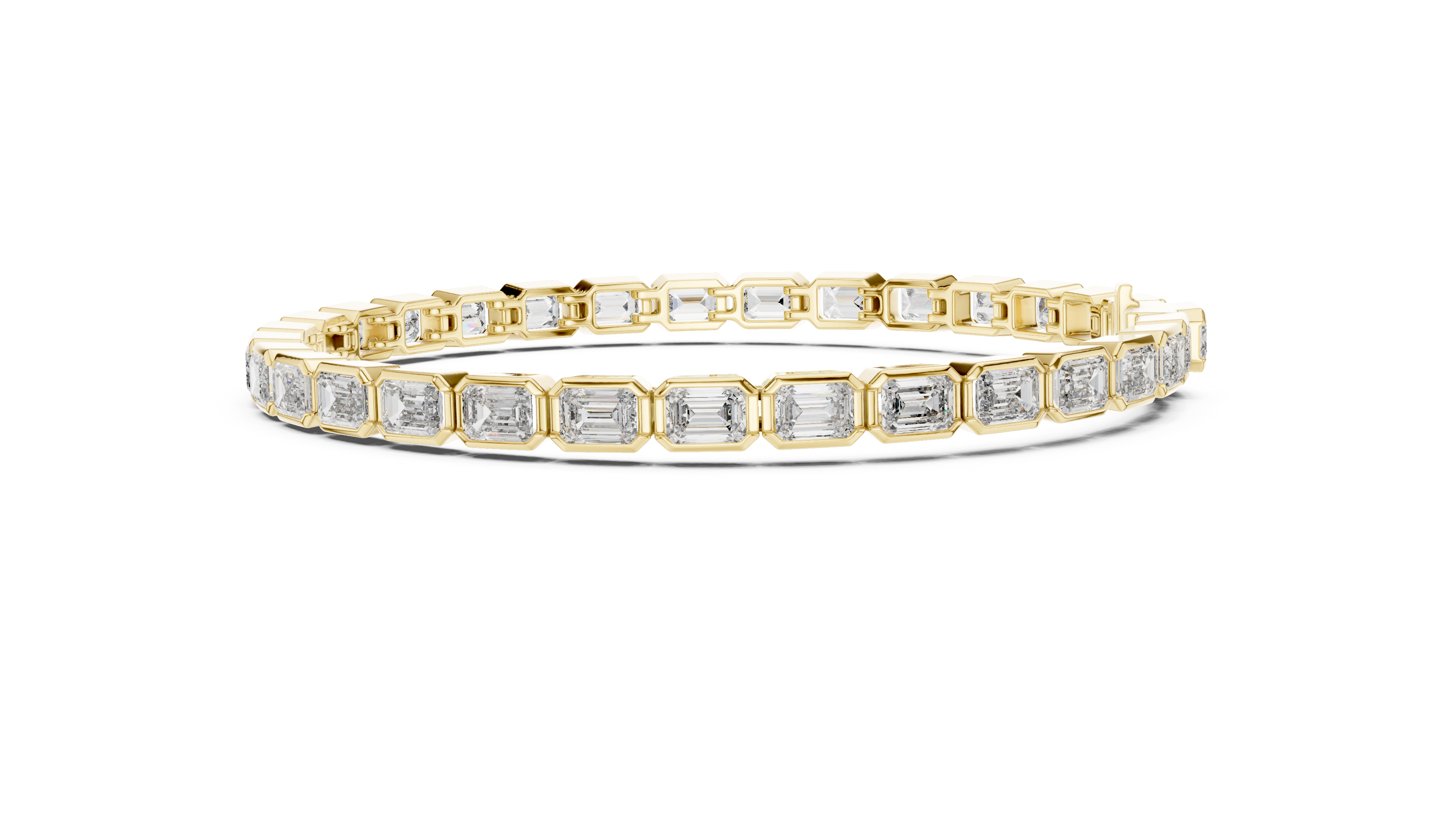 Rose Gold Emerald-Cut Moissanite Tennis Bracelet – Sleek Geometric Diamond Elegance