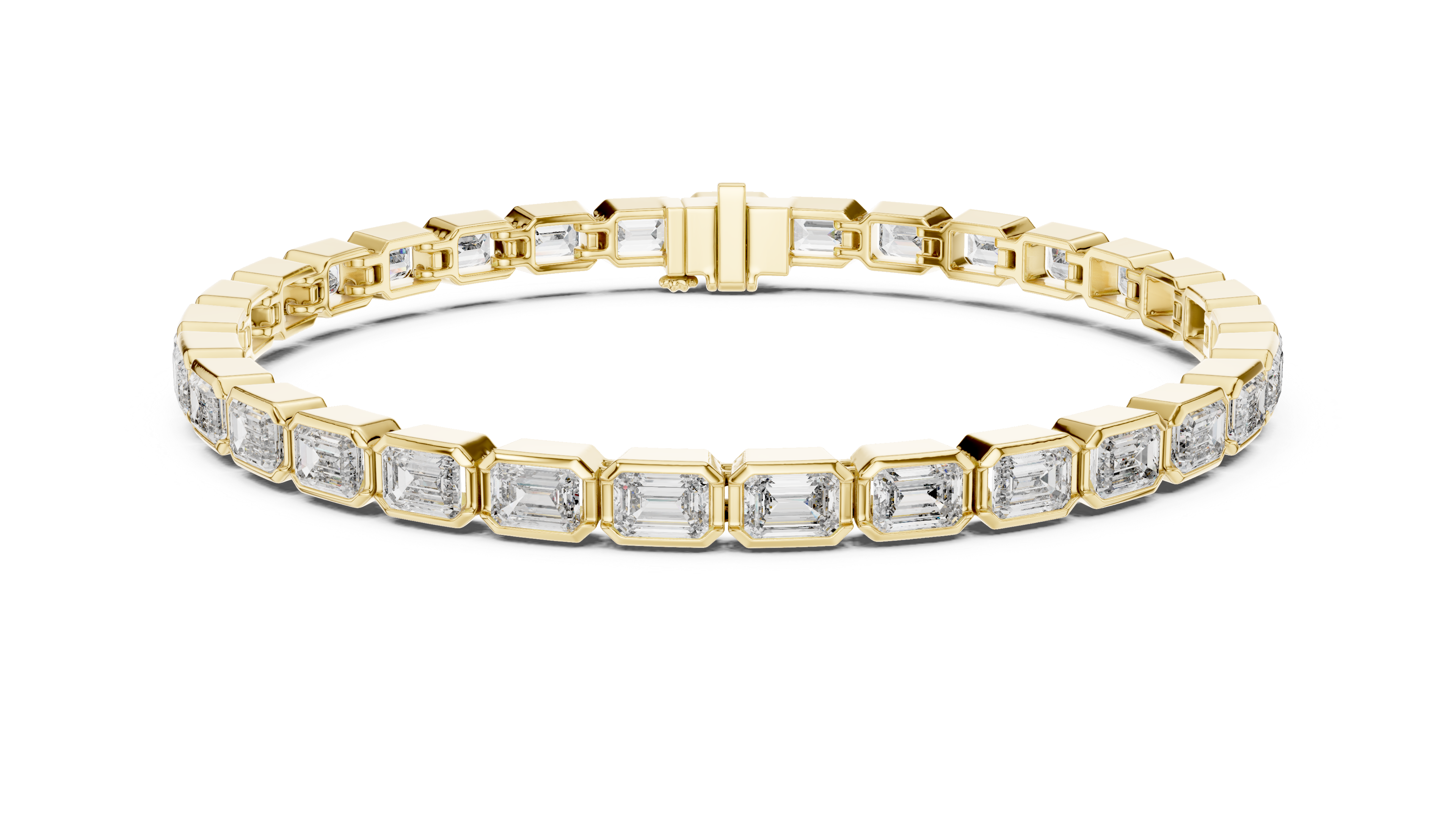 Rose Gold Emerald-Cut Moissanite Tennis Bracelet – Sleek Geometric Diamond Elegance