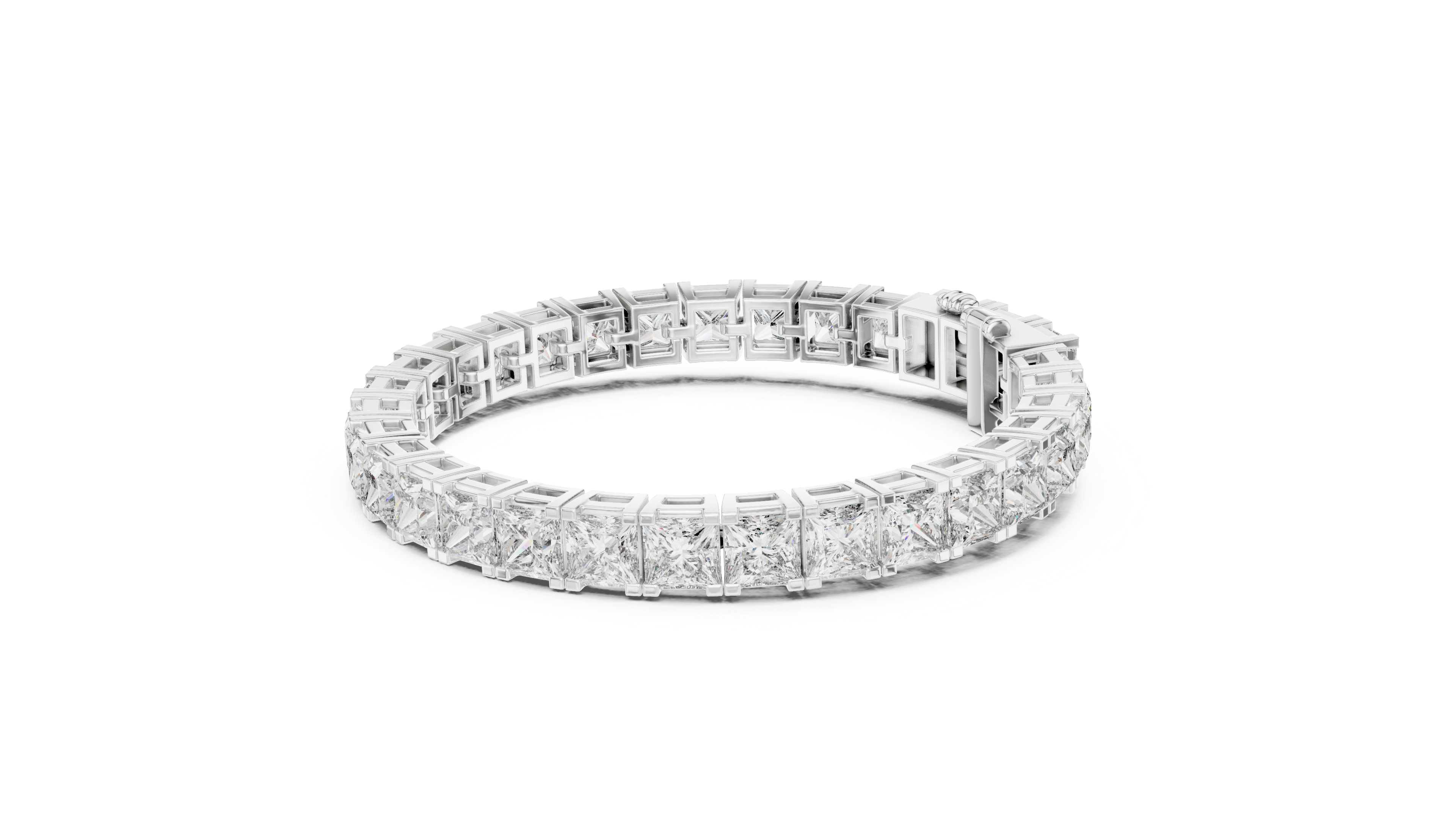 White Gold Princess-Cut Moissanite Tennis Bracelet – Bold Square Diamond Brilliance