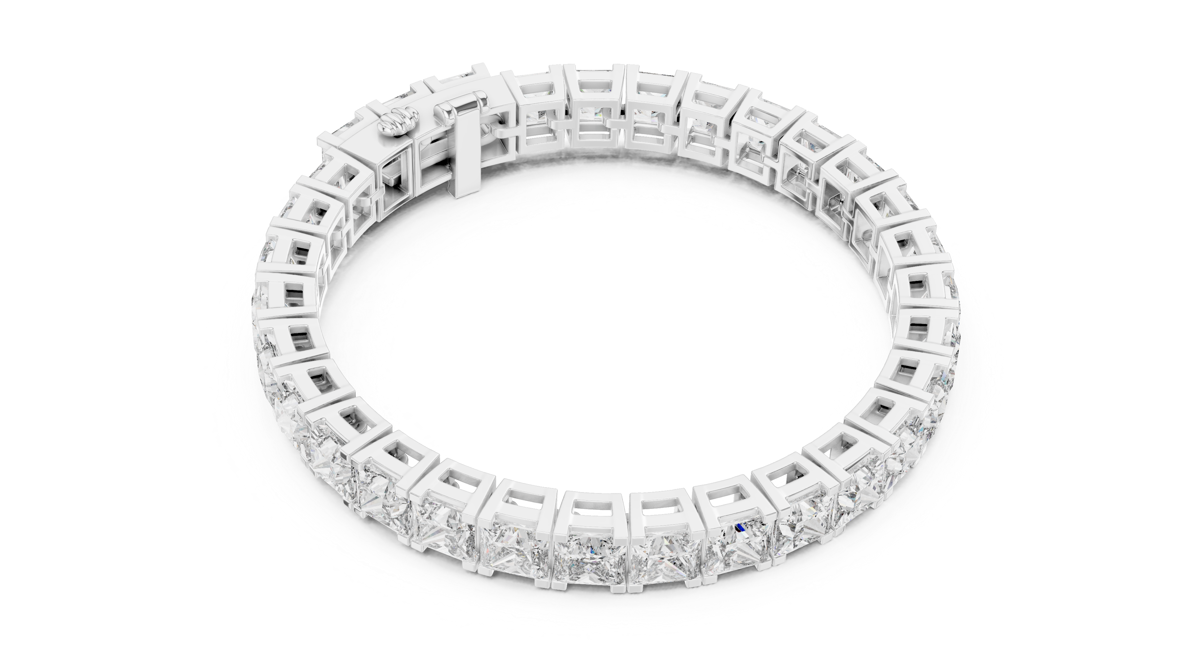 White Gold Princess-Cut Moissanite Tennis Bracelet – Bold Square Diamond Brilliance