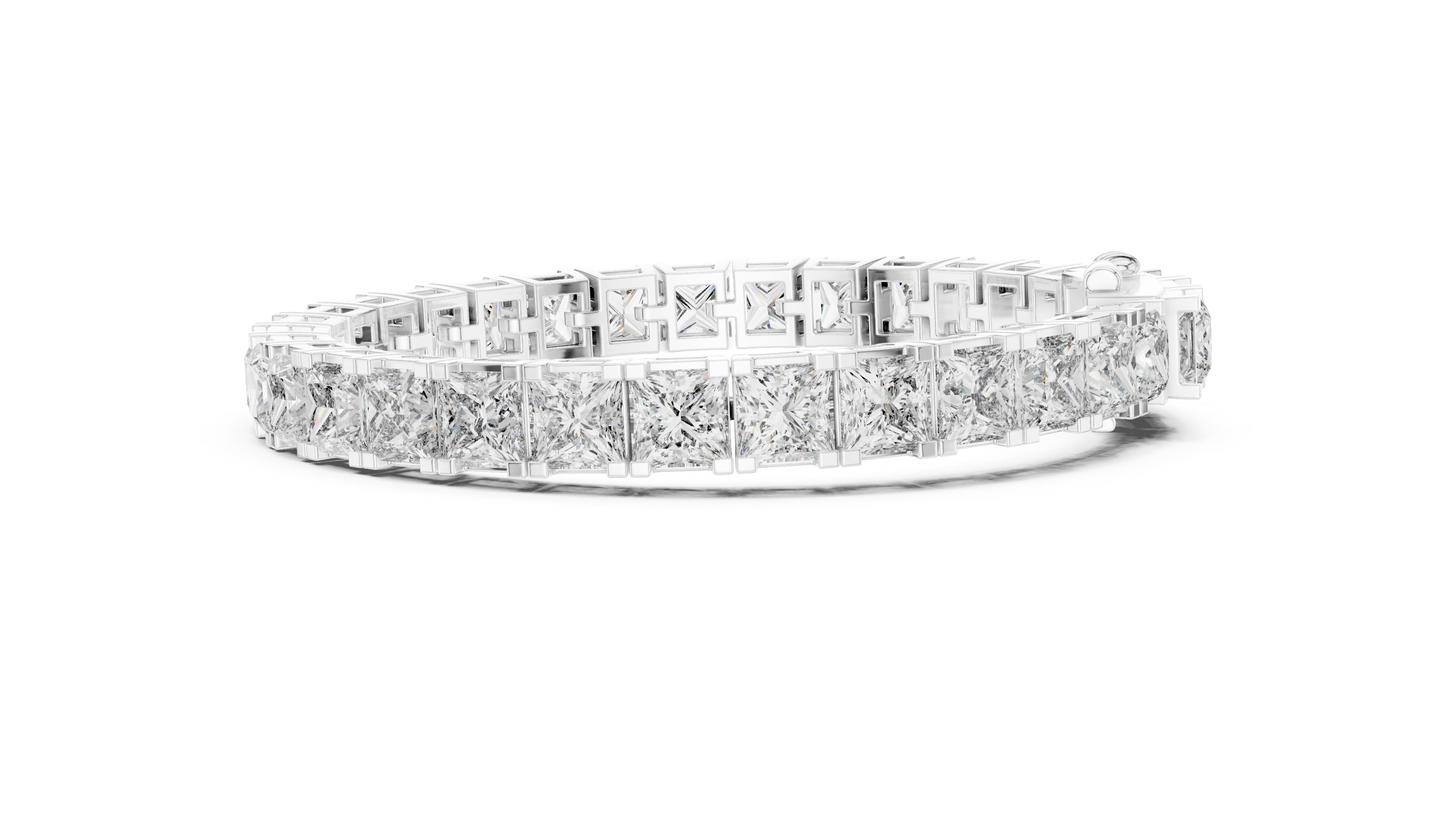White Gold Princess-Cut Moissanite Tennis Bracelet – Bold Square Diamond Brilliance