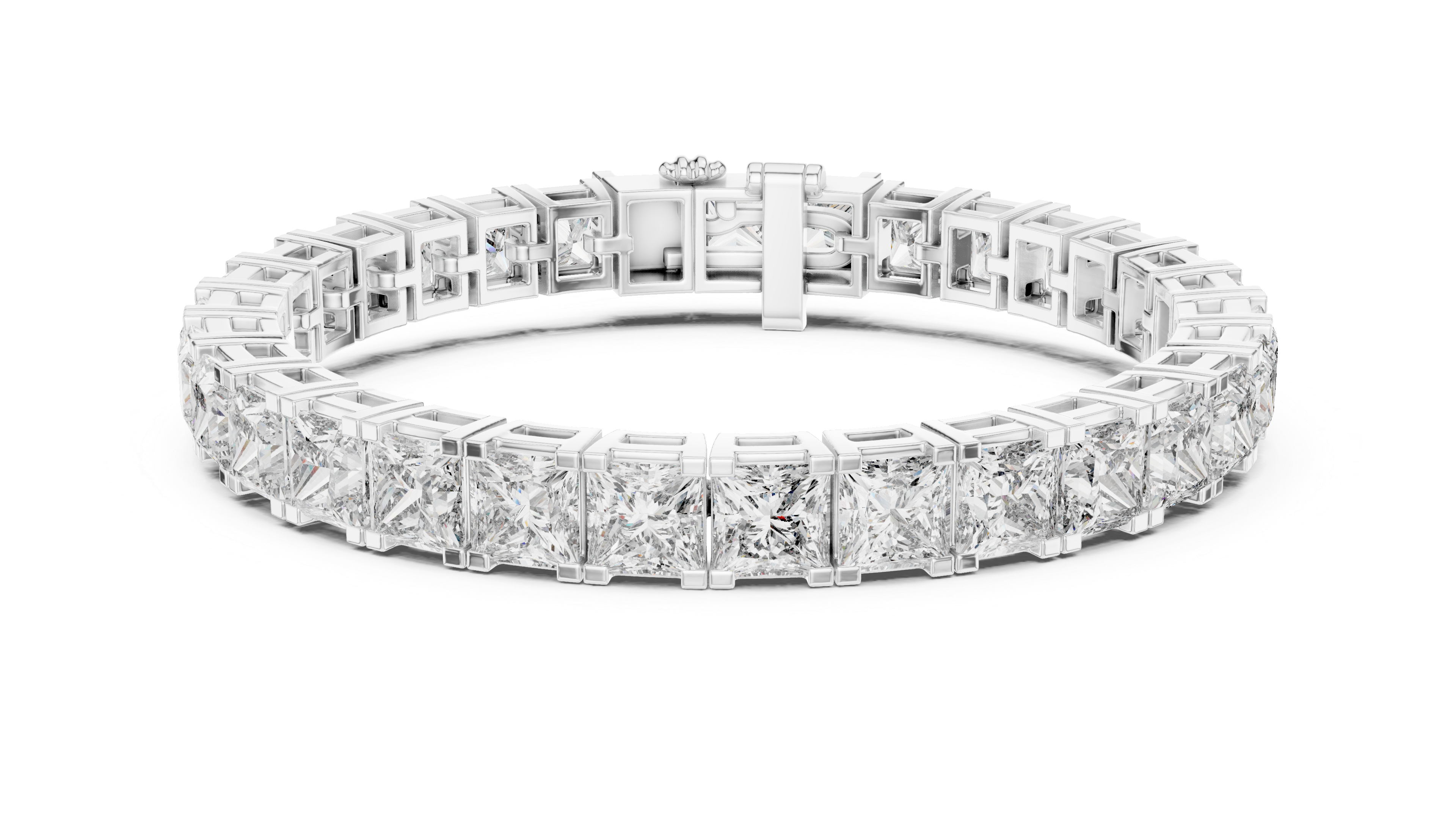 White Gold Princess-Cut Moissanite Tennis Bracelet – Bold Square Diamond Brilliance