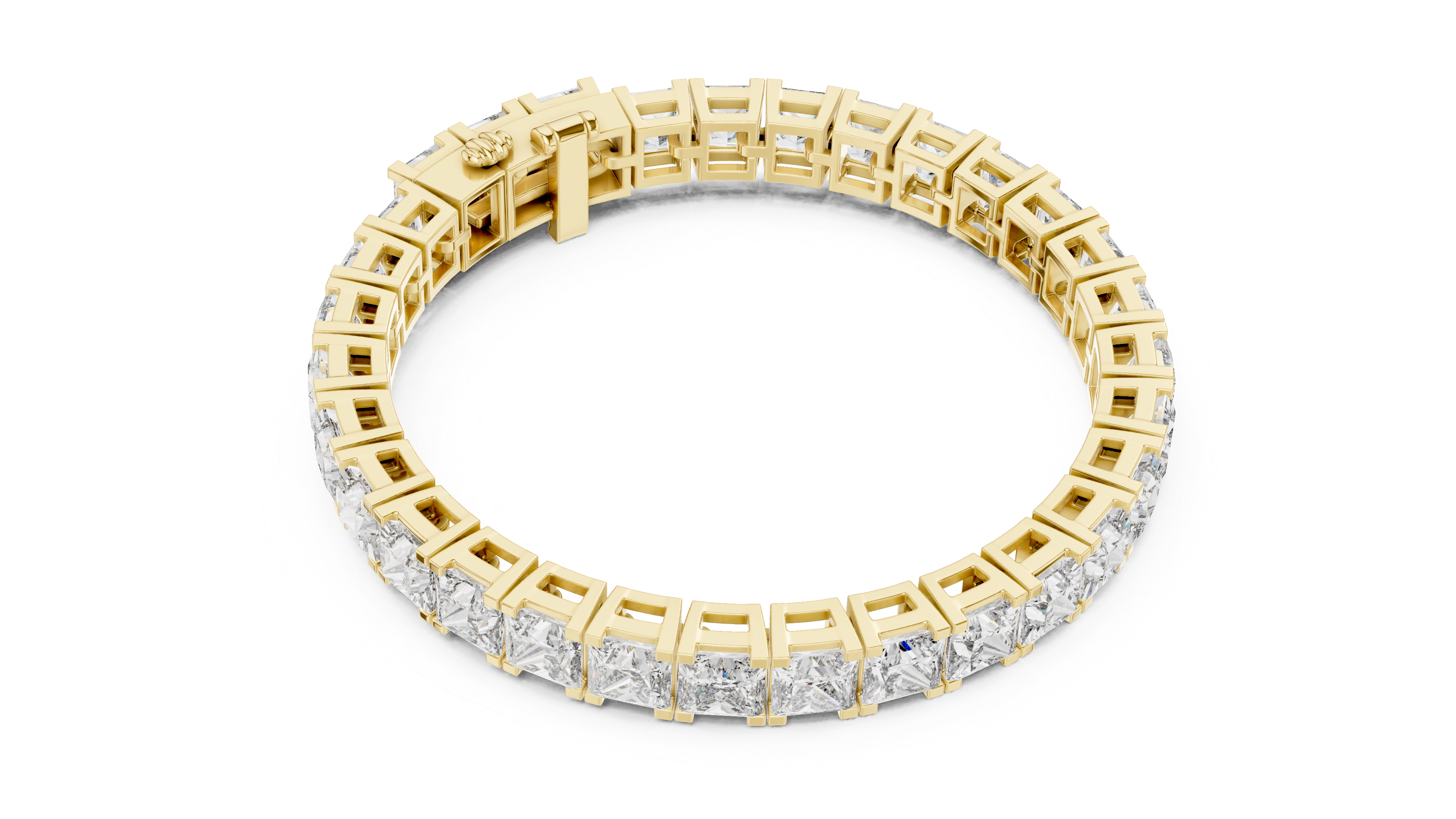 White Gold Princess-Cut Moissanite Tennis Bracelet – Bold Square Diamond Brilliance