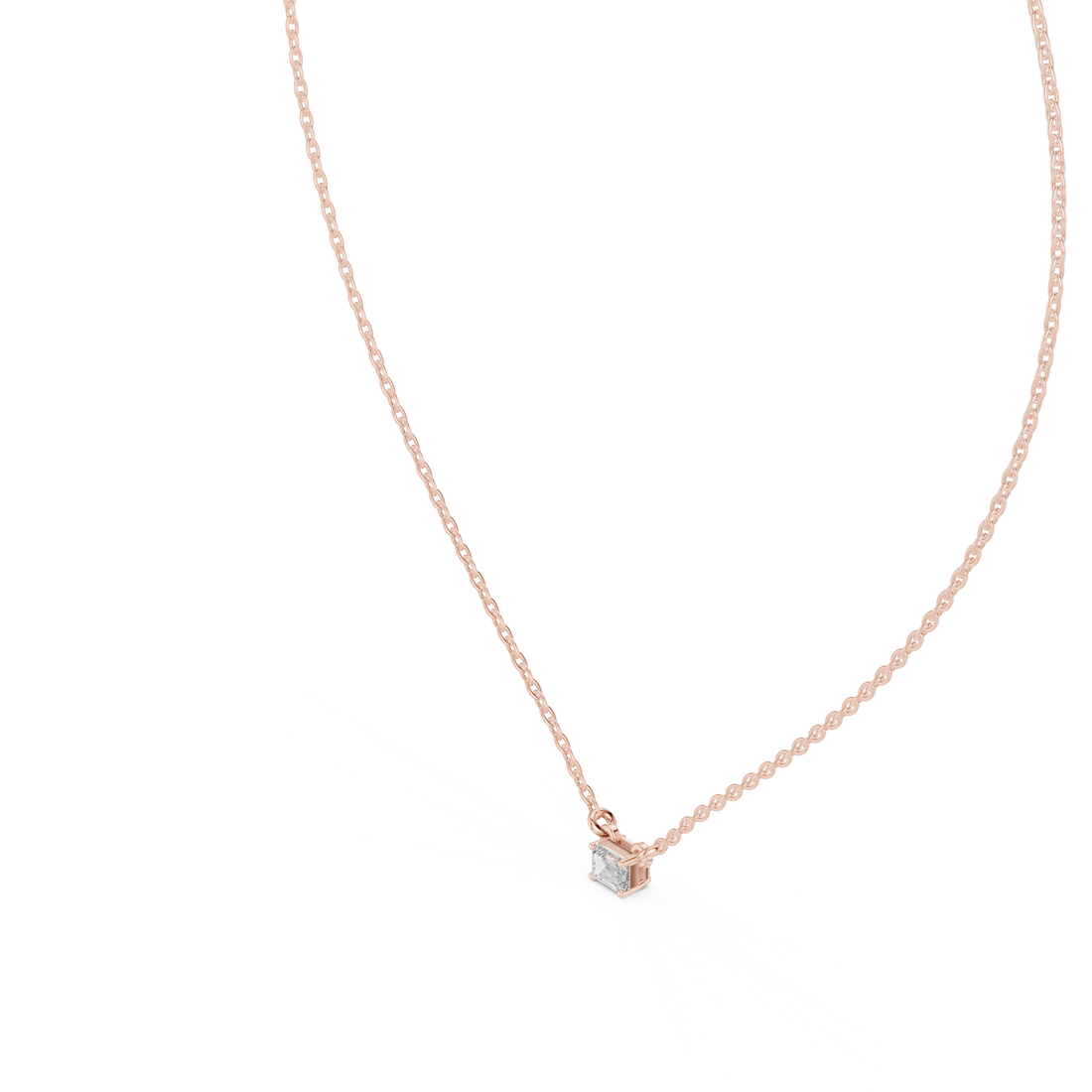 Minimal Square Diamond Pendant Necklace in Rose Gold