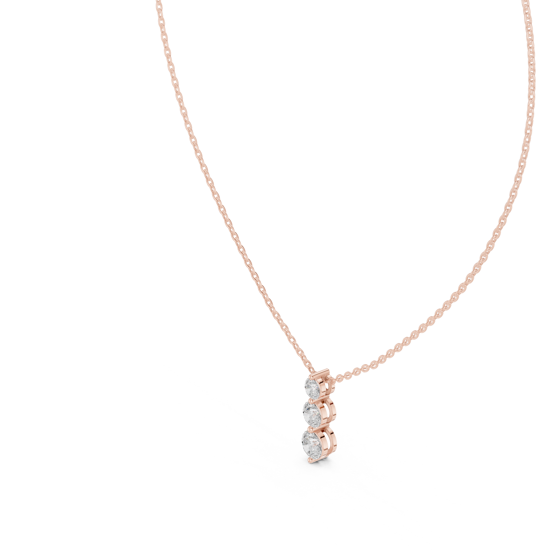 Triple Drop Diamond Pendant Necklace in Rose Gold