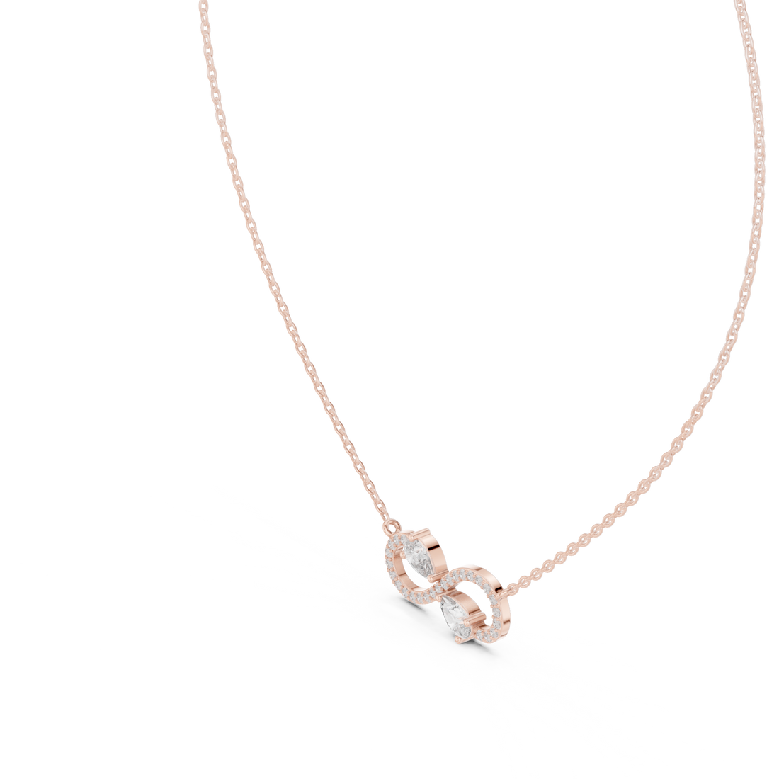 Infinity Double Diamond Pendant Necklace in Rose Gold