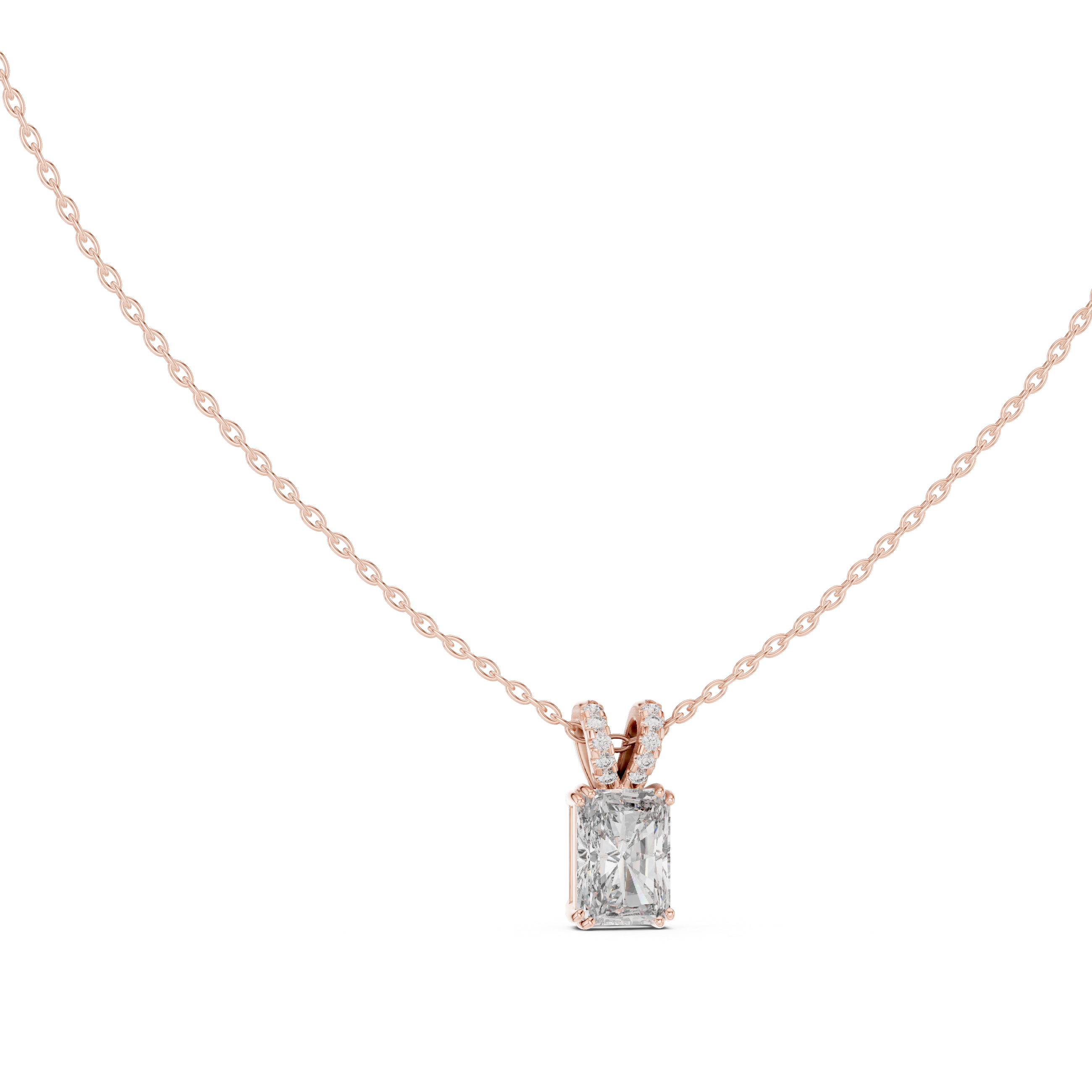 Lock Design Diamond Pendant Necklace in Rose Gold