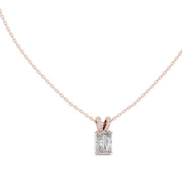 Lock Design Diamond Pendant Necklace in Rose Gold