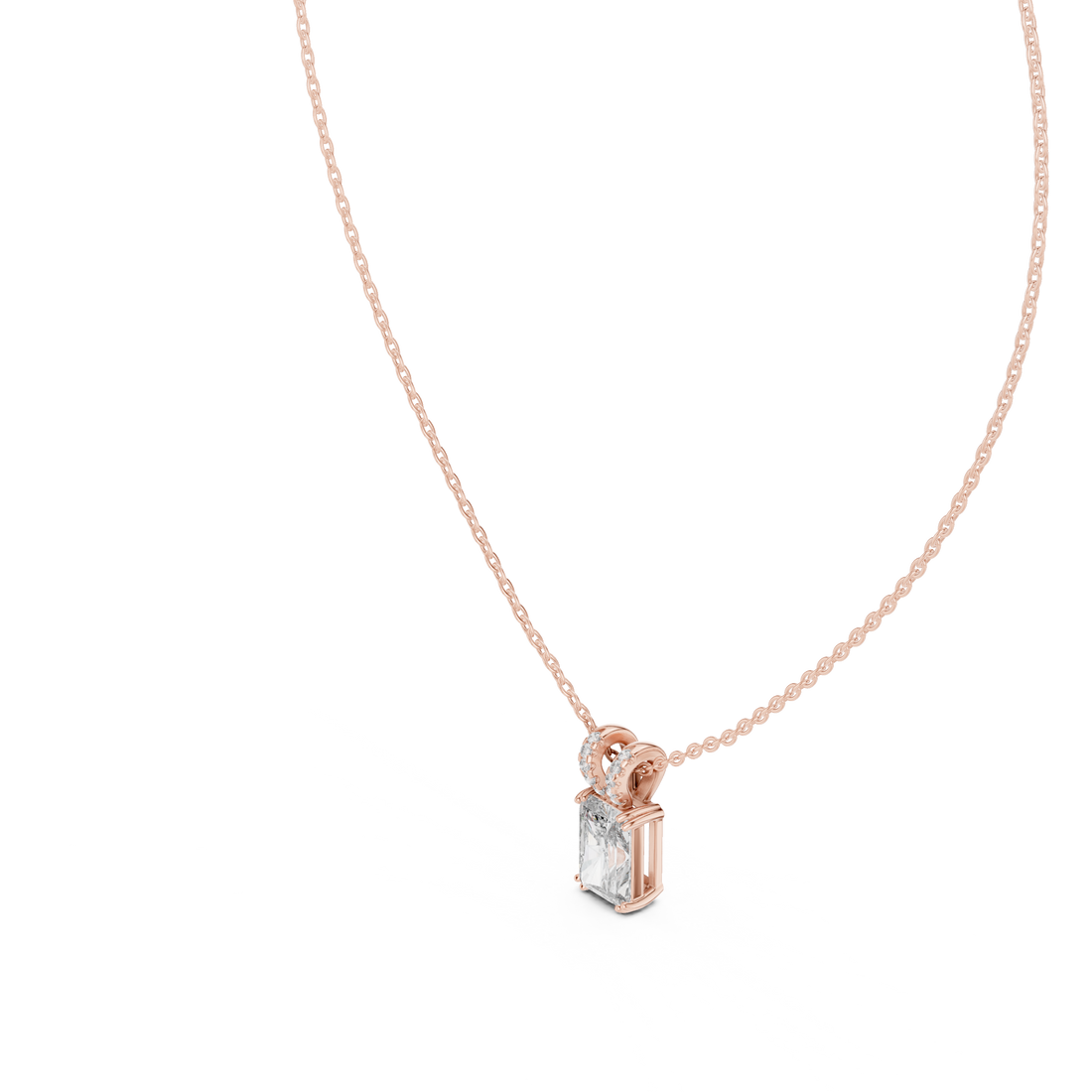 Lock Design Diamond Pendant Necklace in Rose Gold